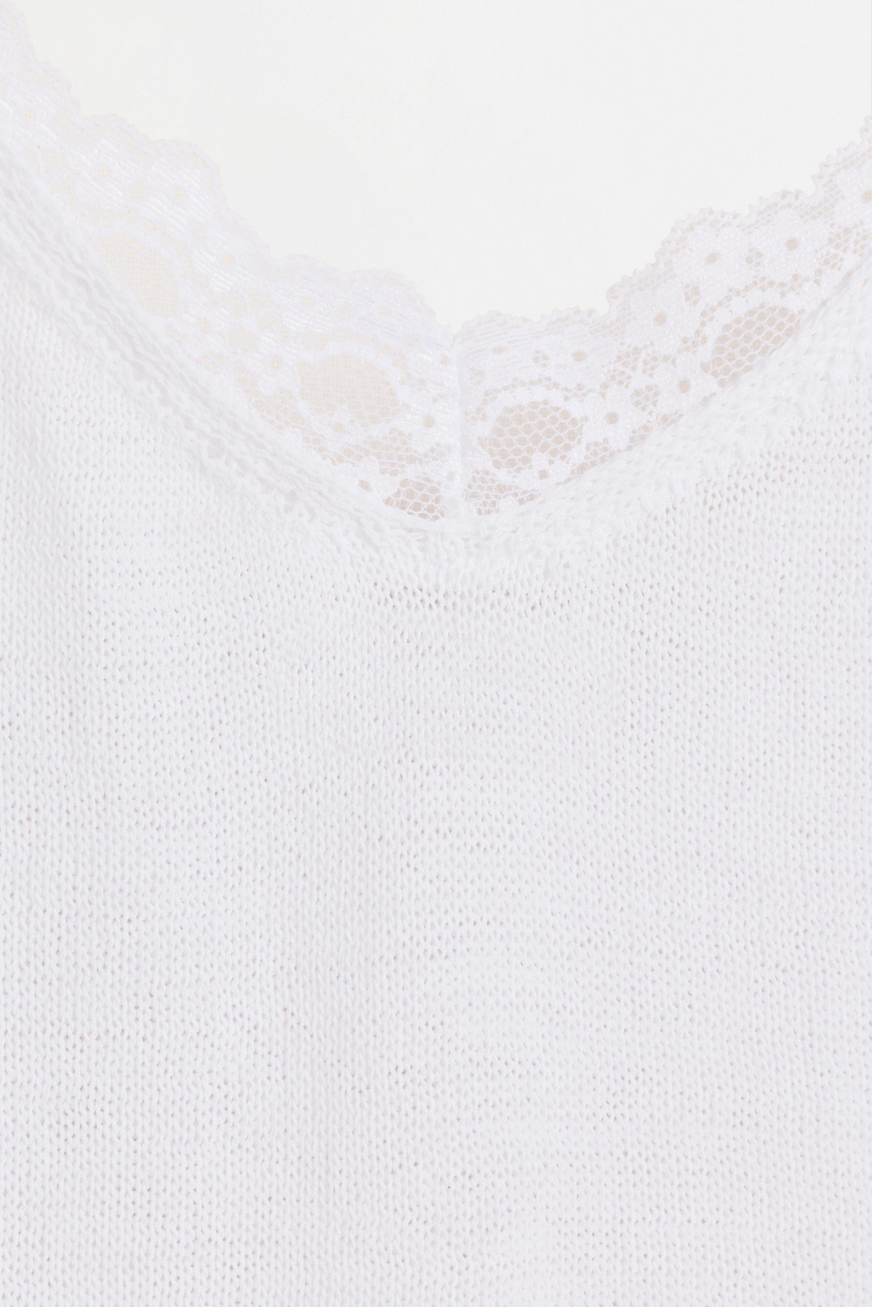 Lace knit top — WHITE