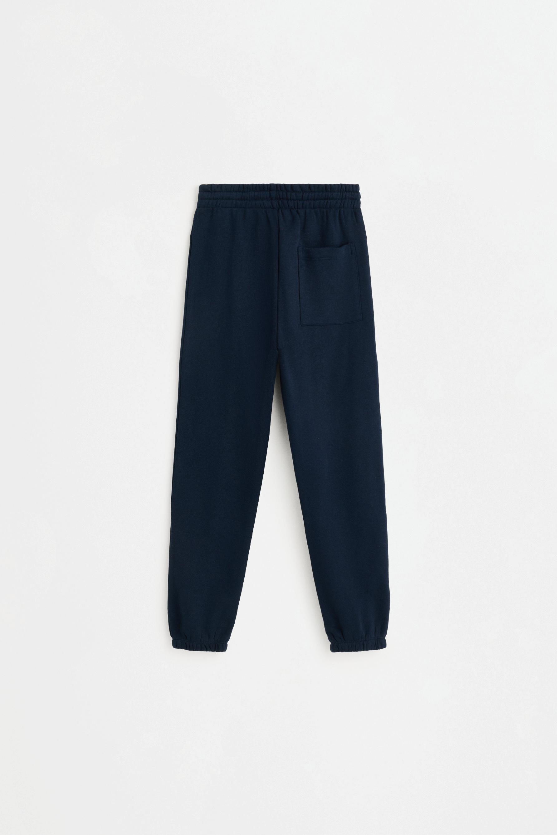 Solid plush trousers — NAVY