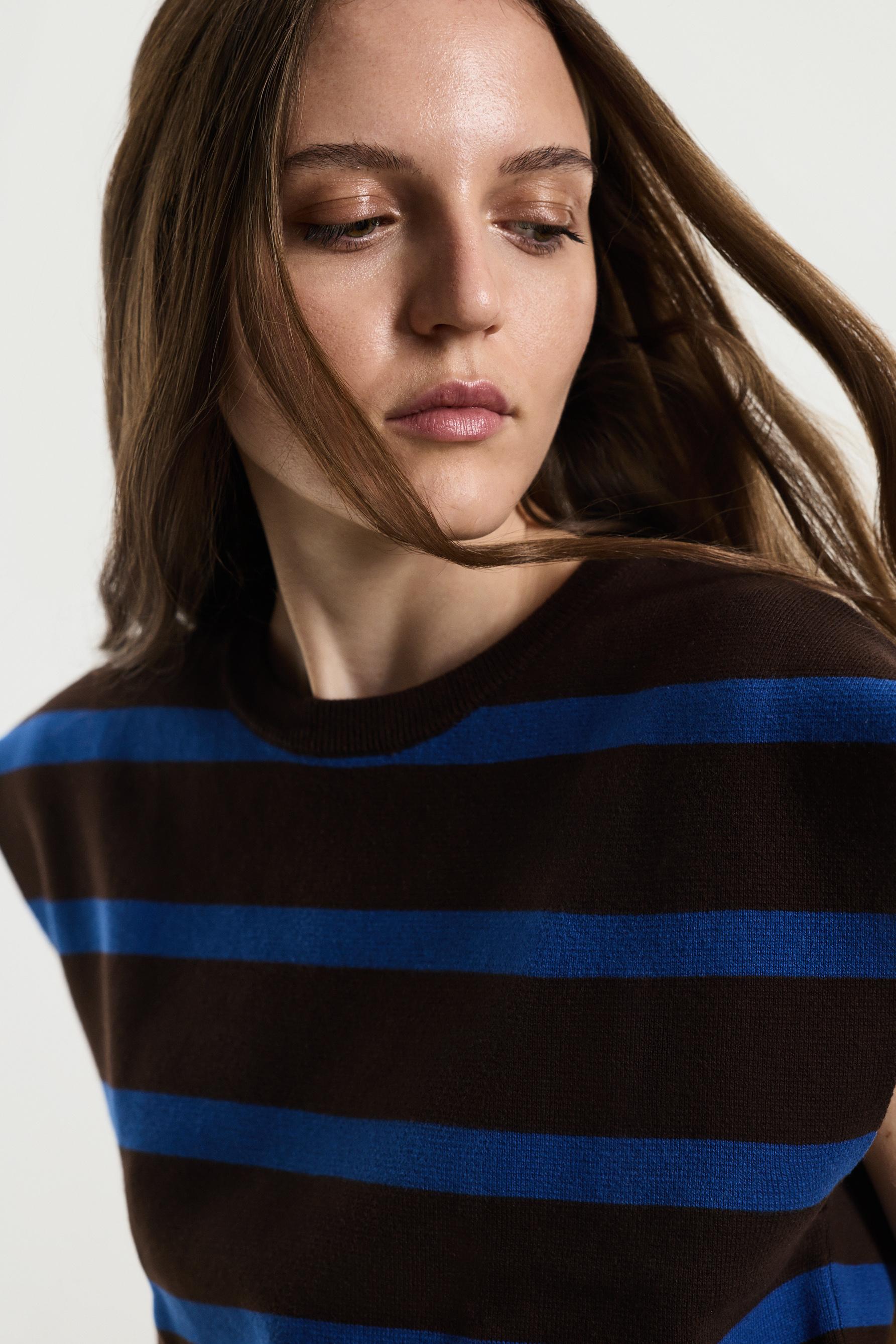 Voluminous top — BROWN/BLUE