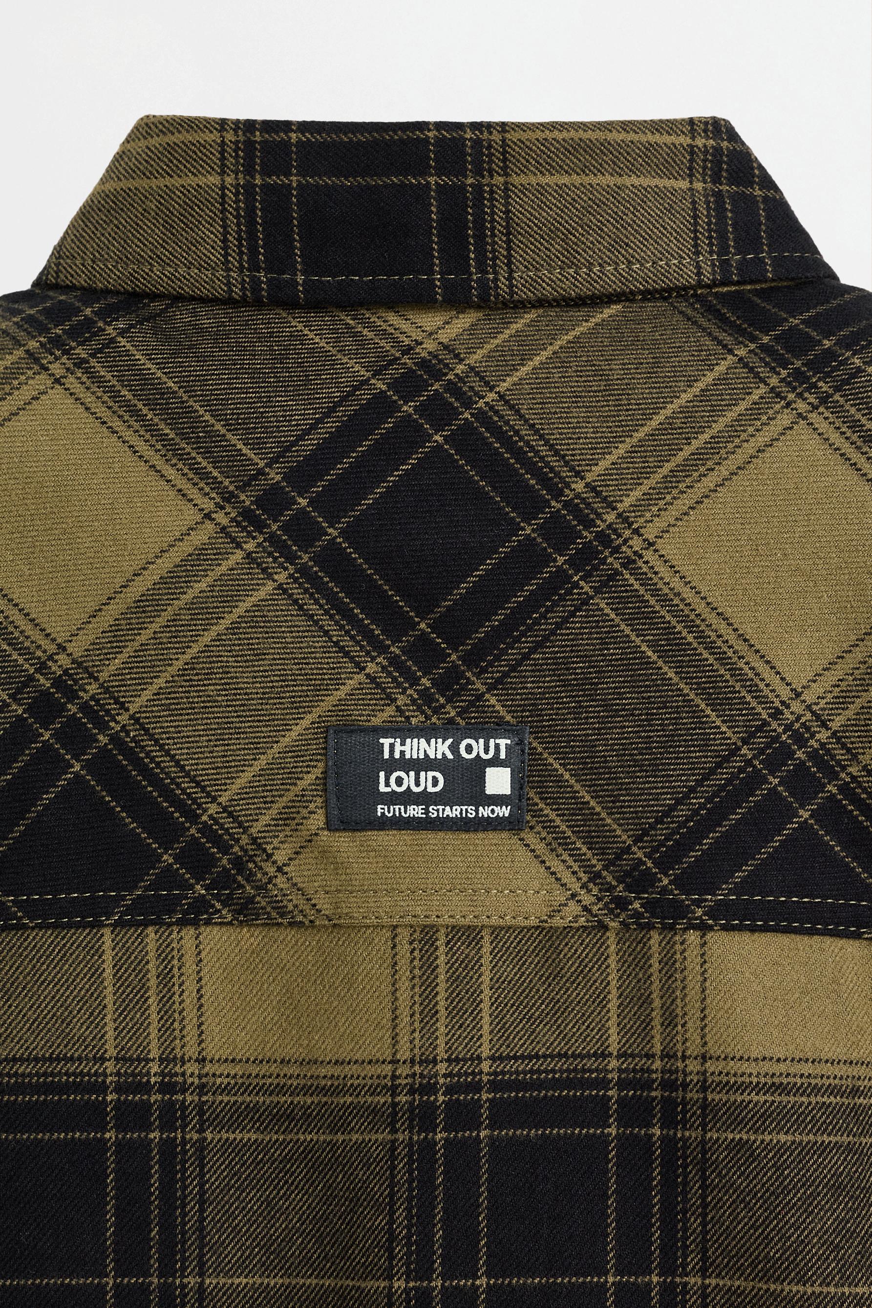 Plaid flannel shirt — KHAKI