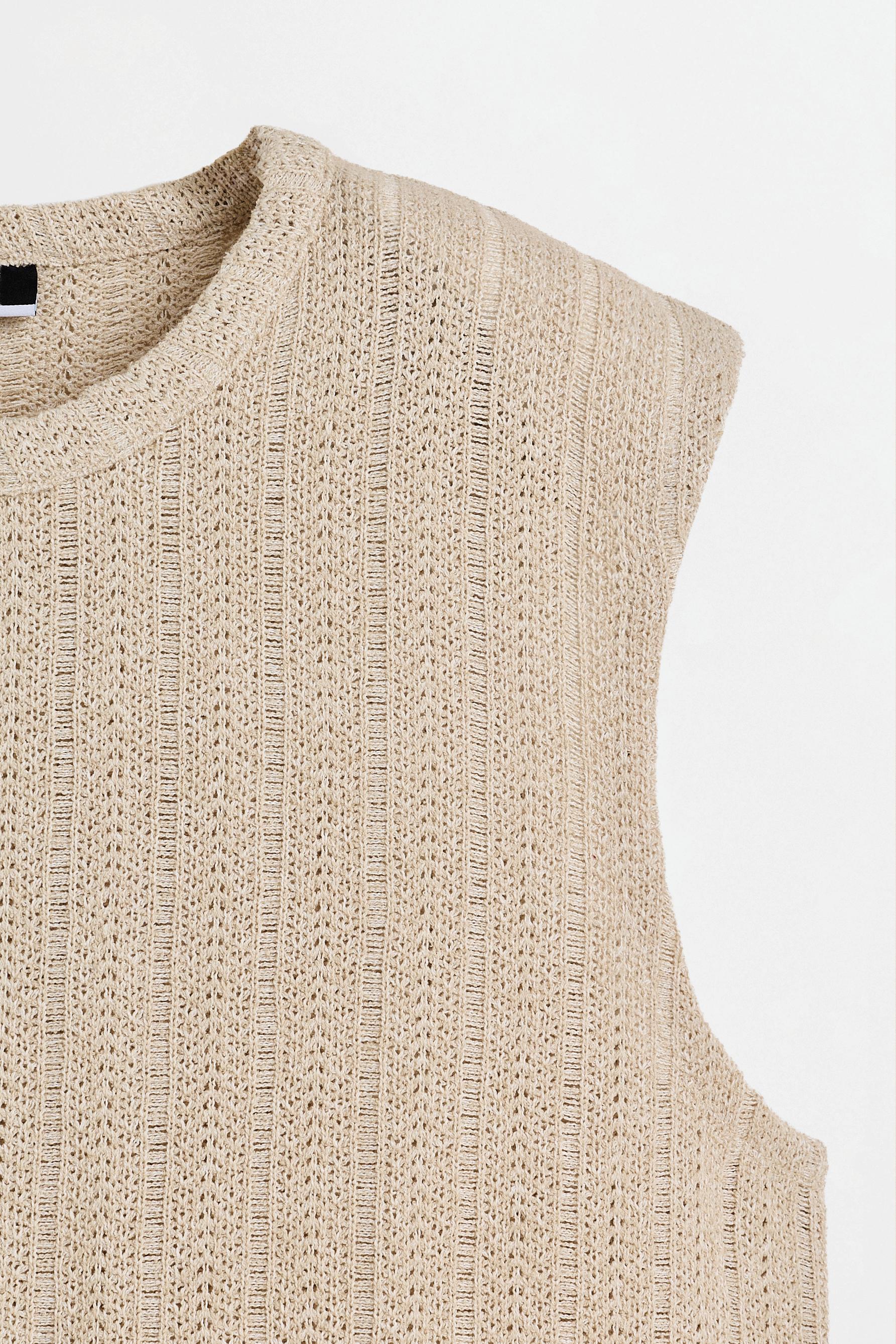 Openwork textured vest — CAMEL