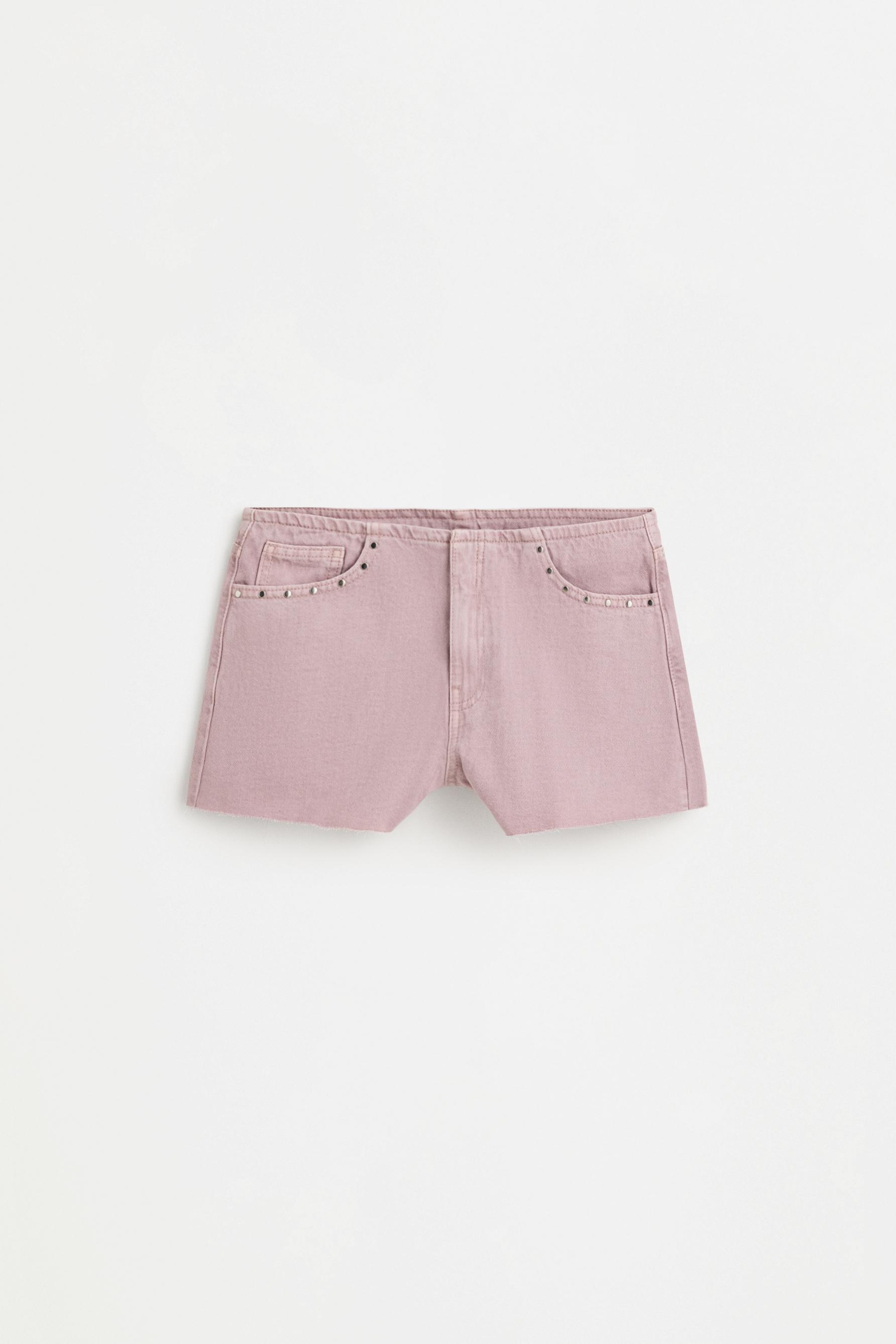 Studded denim shorts — FADED PINK