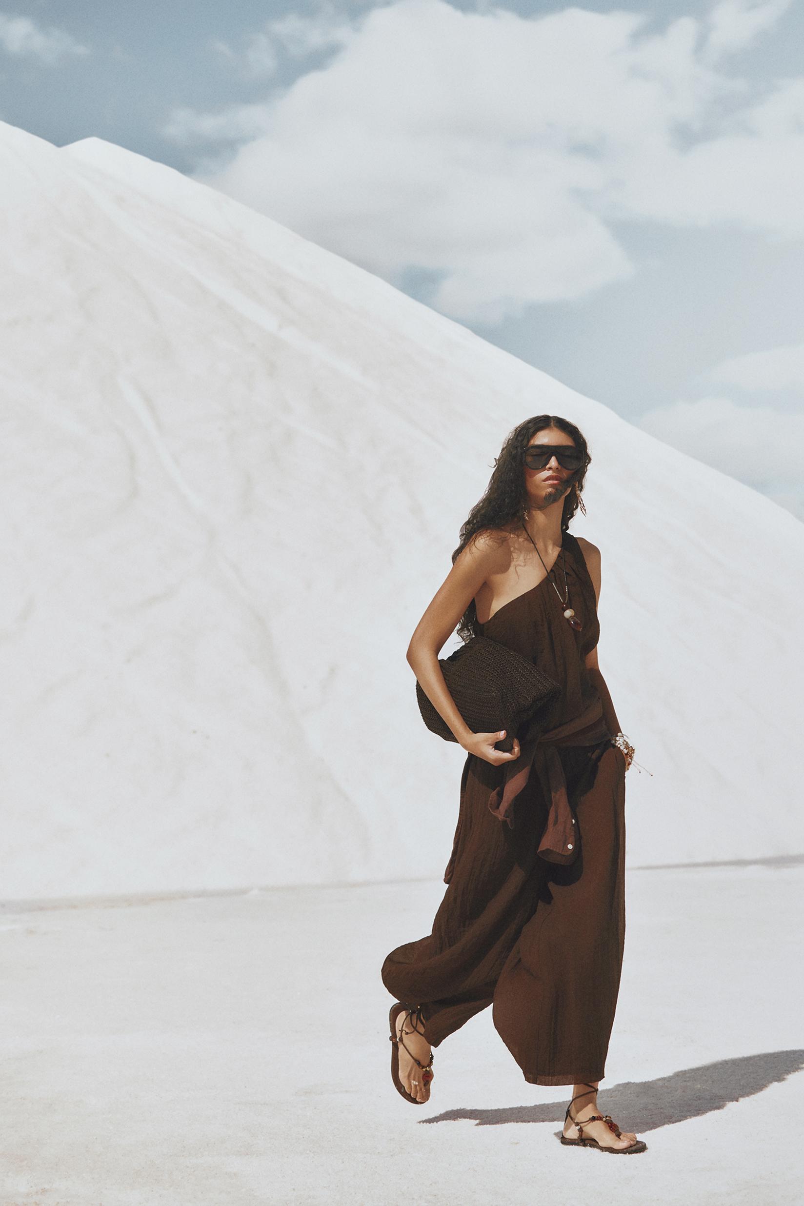 Textured sarouel trousers — BROWN
