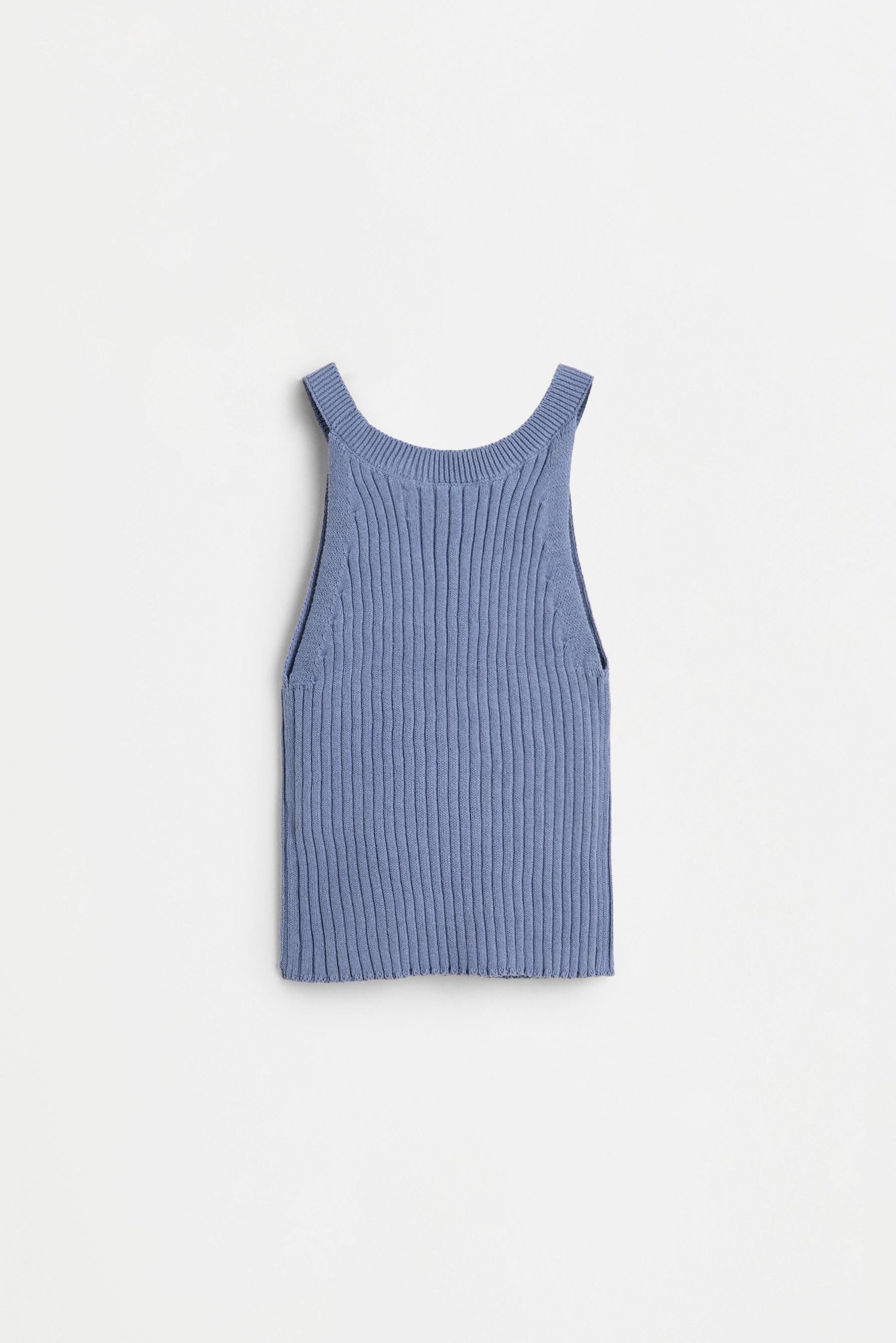 Knit halter top — MEDIUM BLUE