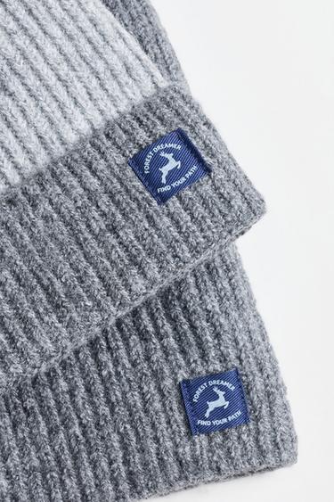 Ribbed knit hat and snood set — GREY 4