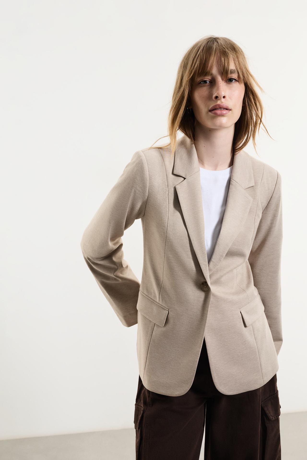 Striped cuff blazer — ECRU