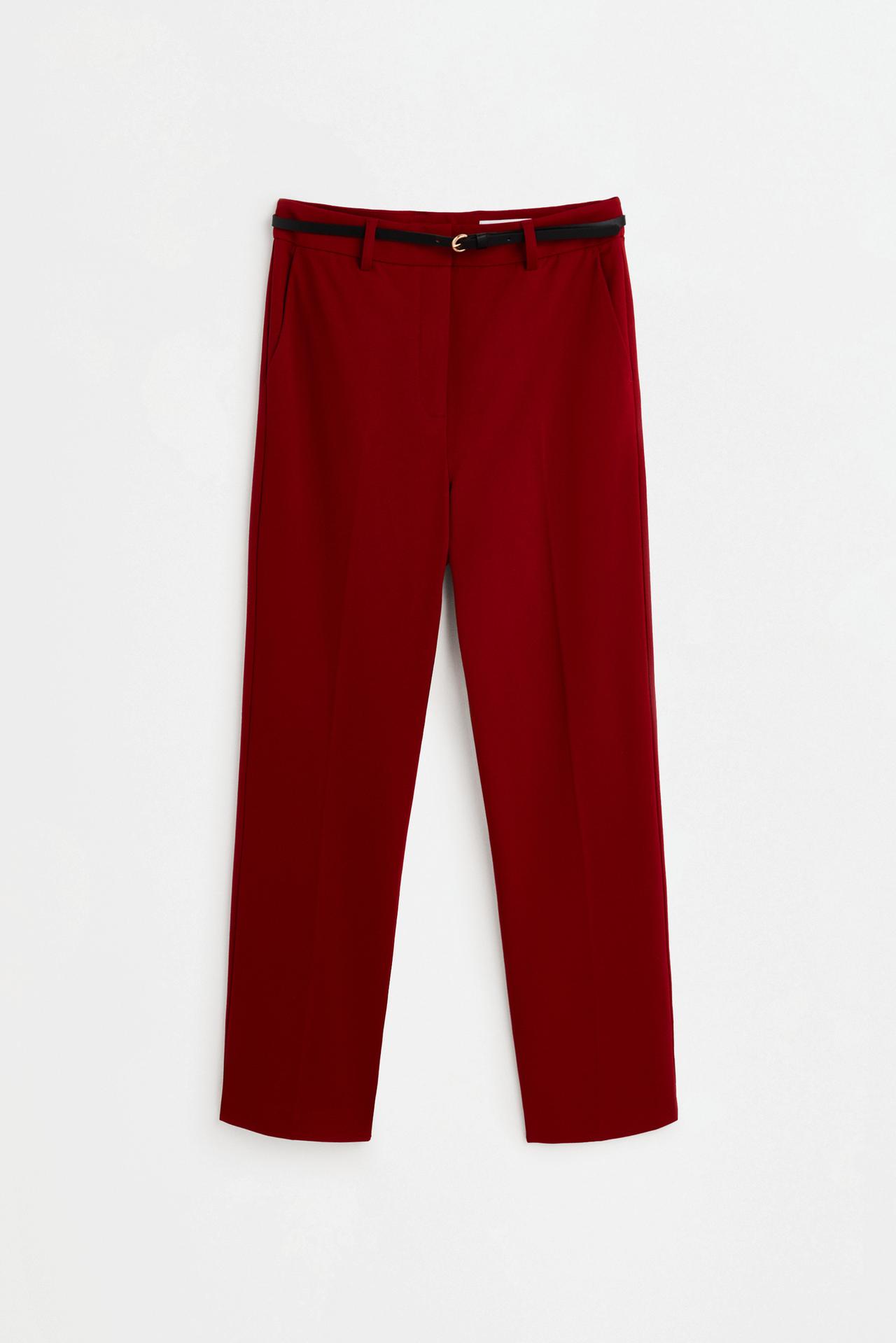 Skinny trousers with belt — DARK PINK