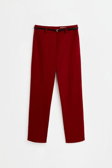 Skinny trousers with belt — DARK PINK 6
