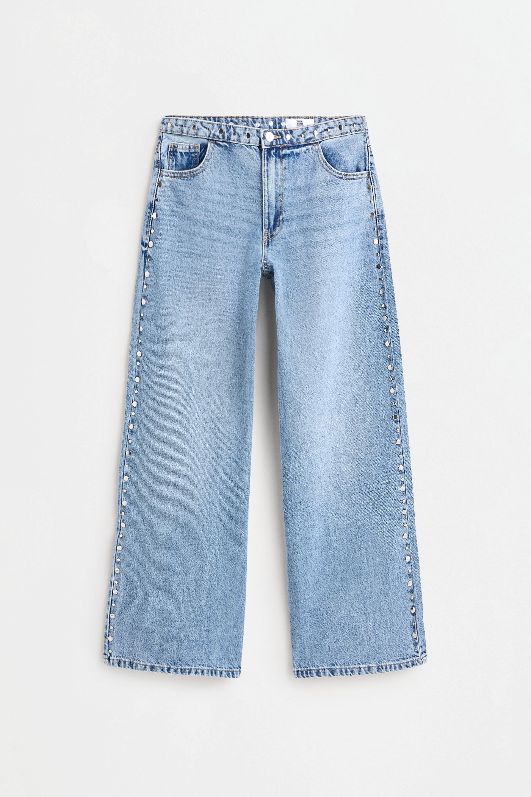 Studded wide-leg jeans — INDIGO