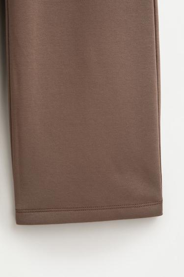 Wide-leg plush trousers — TAUPE BROWN 4