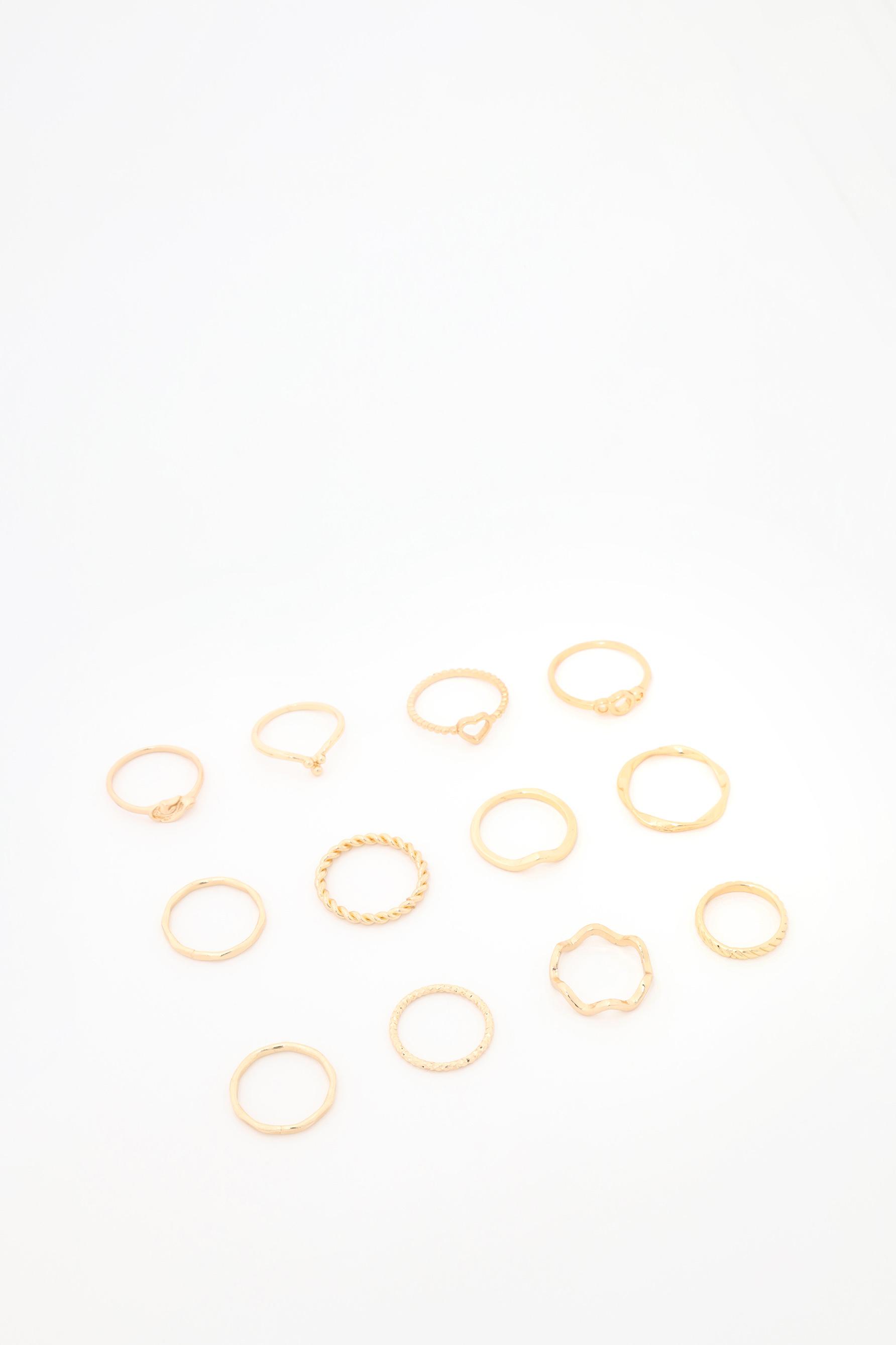 Pack of 12 assorted rings — GOLD