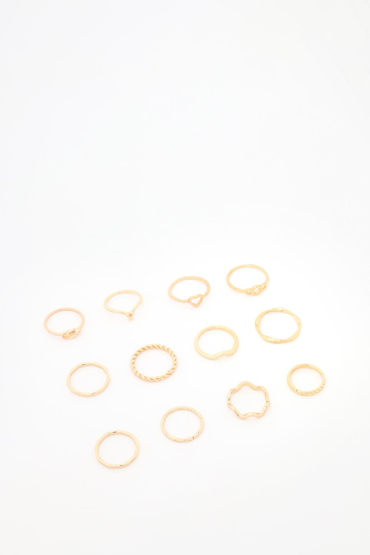 Pack of 12 assorted rings — GOLD