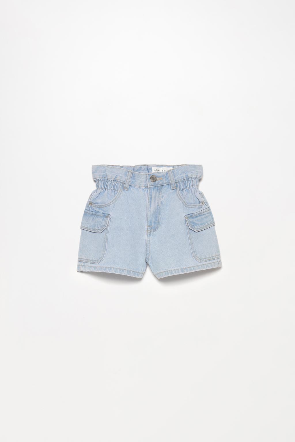 Paperbag cargo denim shorts