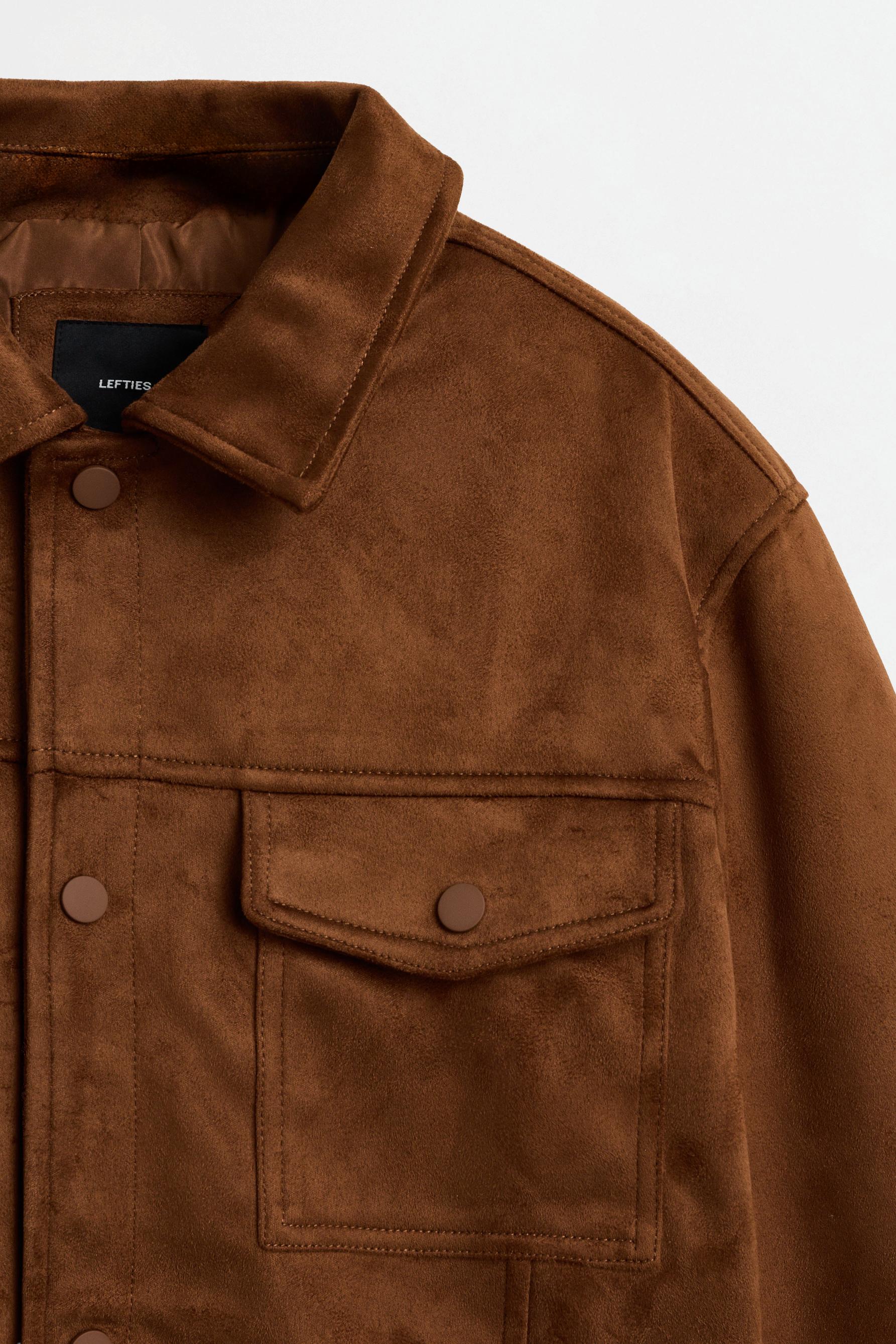 Faux suede trucker jacket — BRANDY