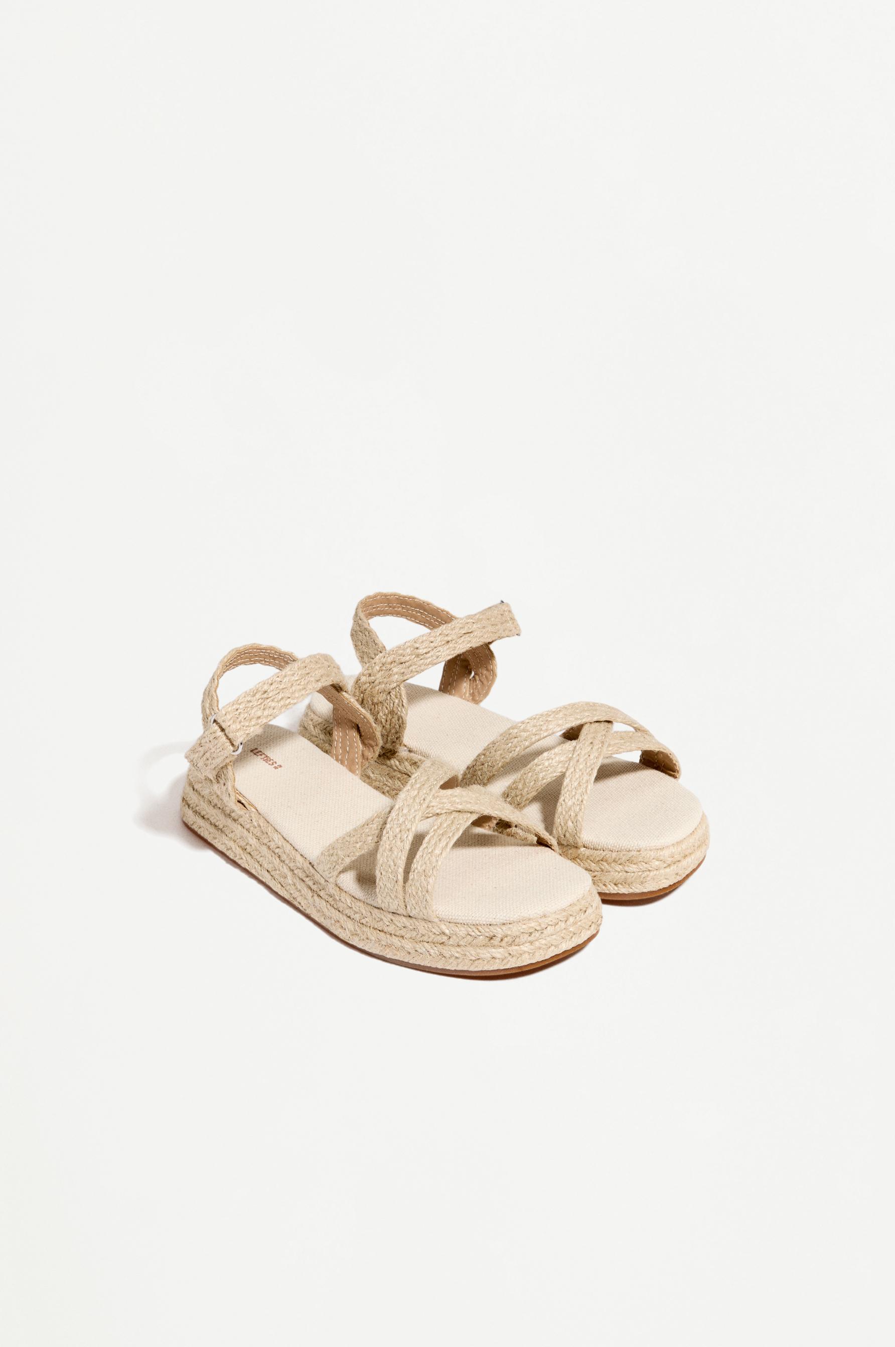 JUTE-EFFECT PLATFORM SANDAL — BEIGE