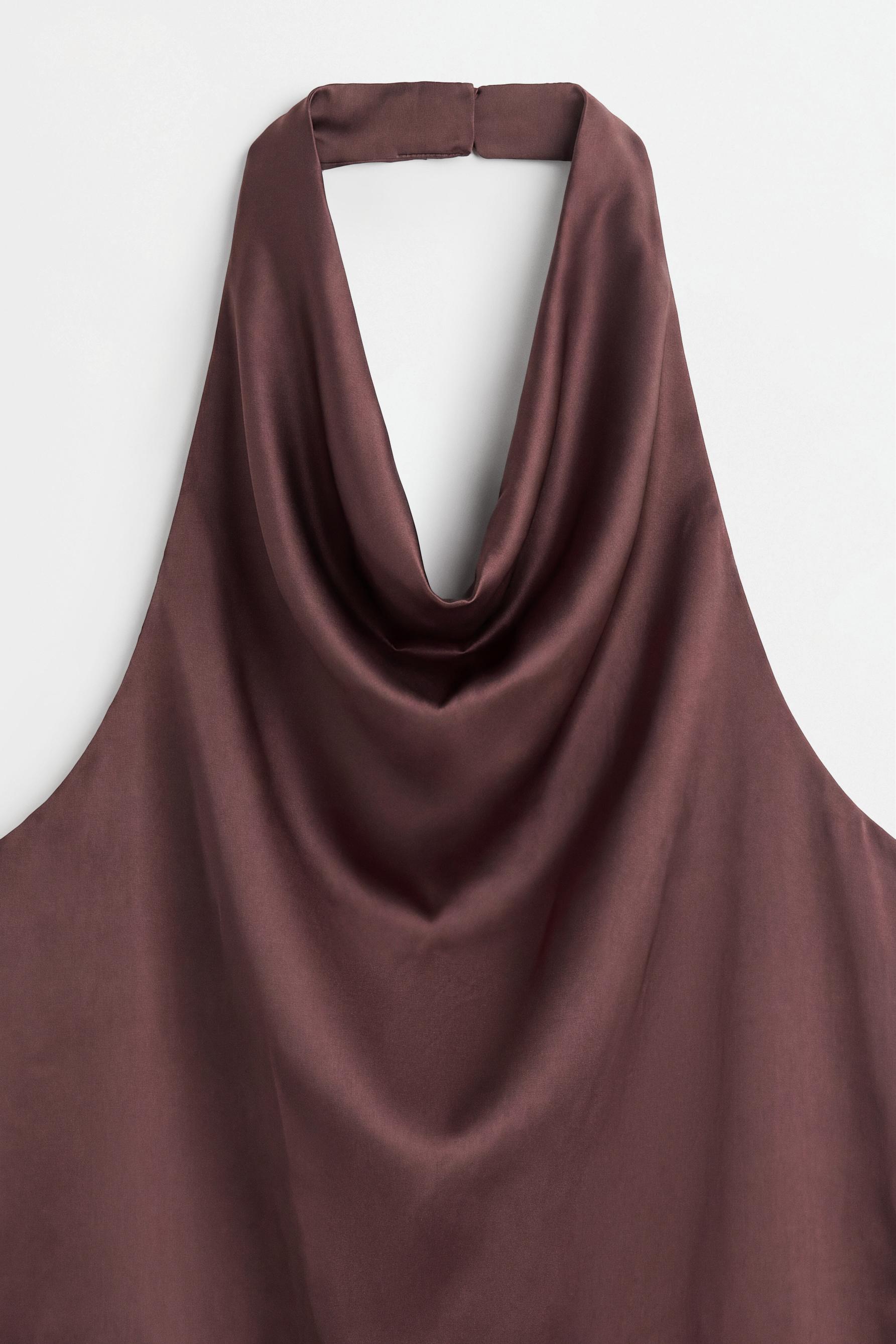 Asymmetric satin top — BROWN