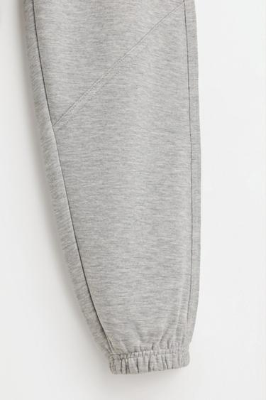 Plush trousers with knee stitching — GREY MARL 4