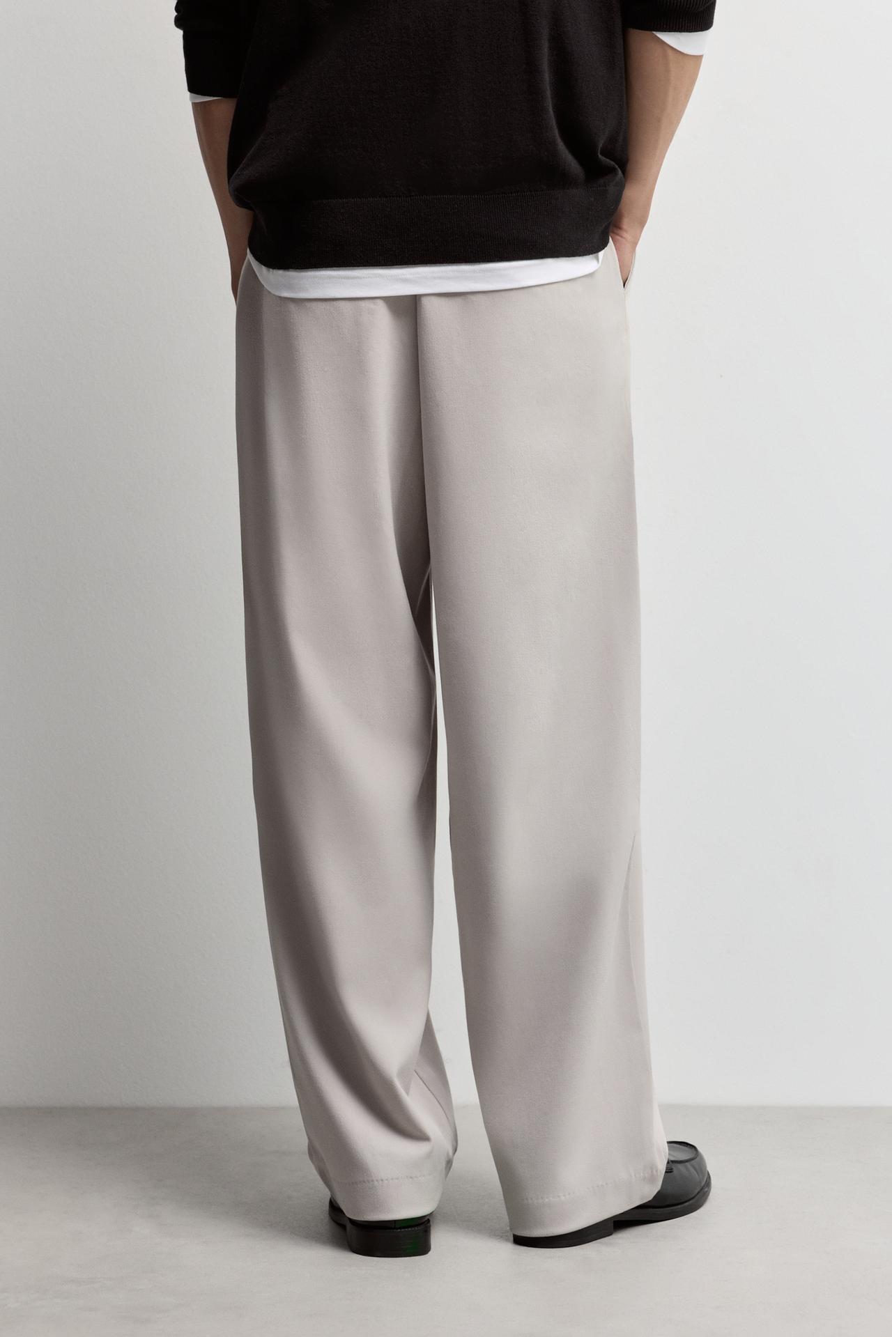Wide-leg tailored trousers — STONE