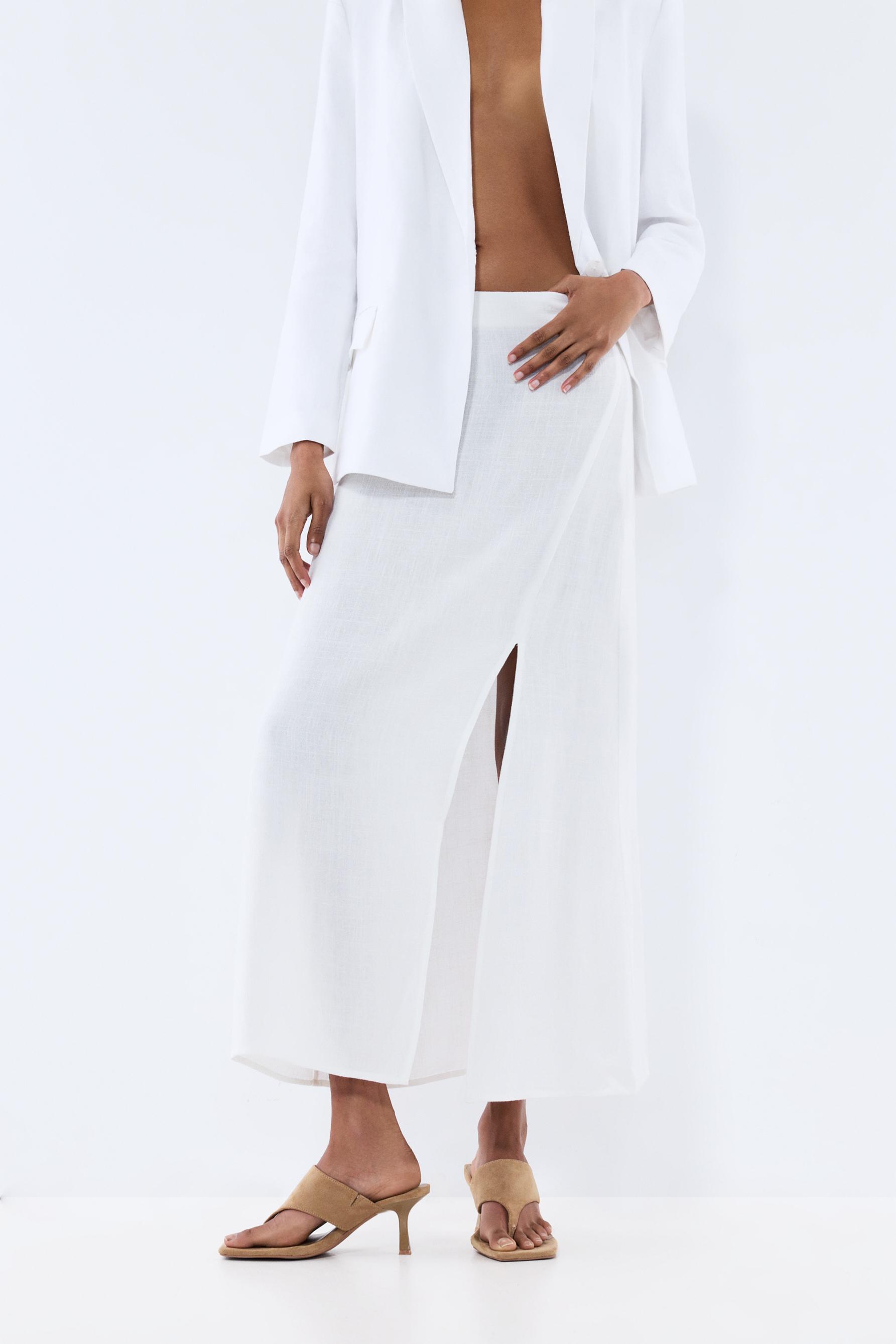 Rustic midi skirt — WHITE