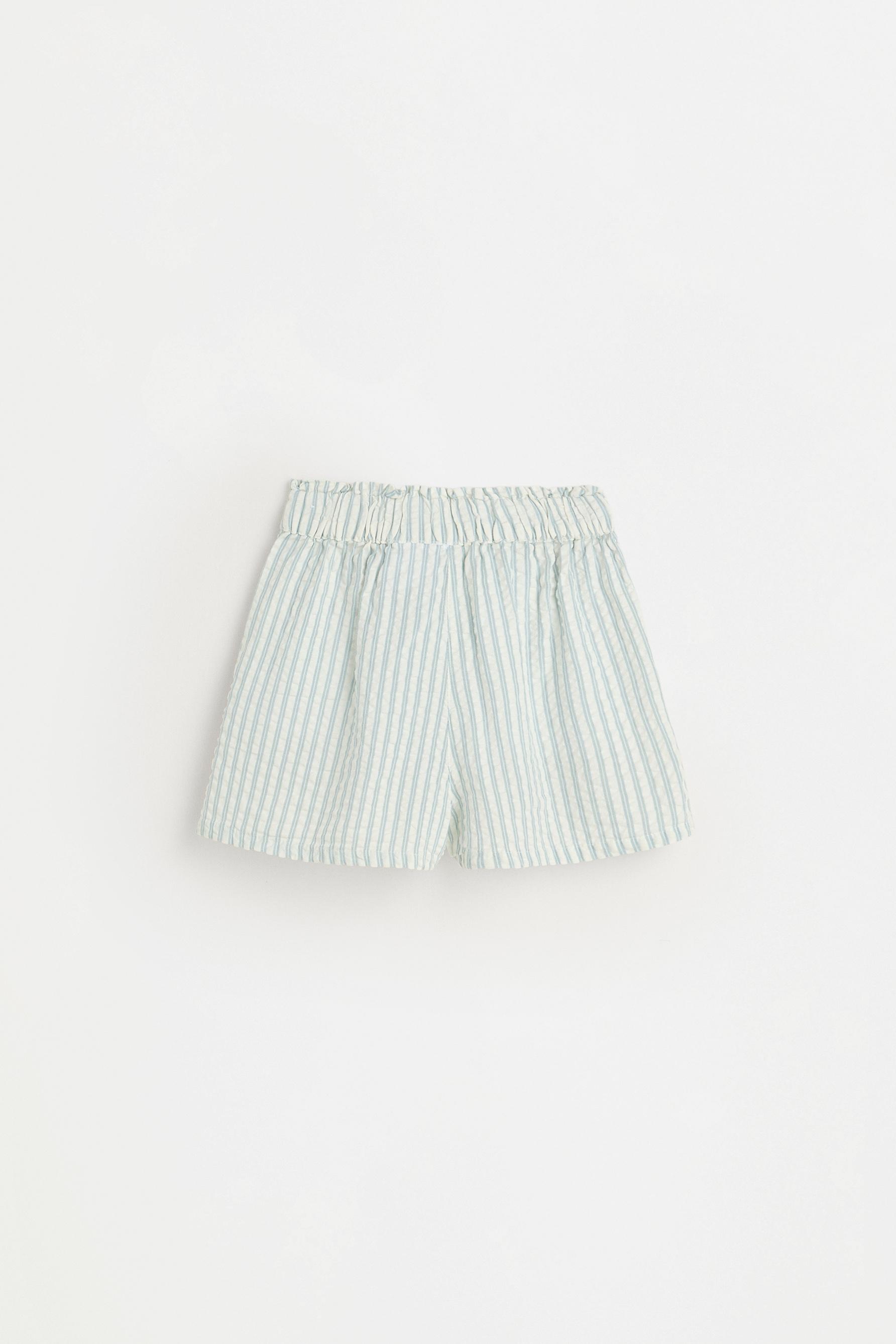 Striped seersucker shorts — PALE SKY BLUE