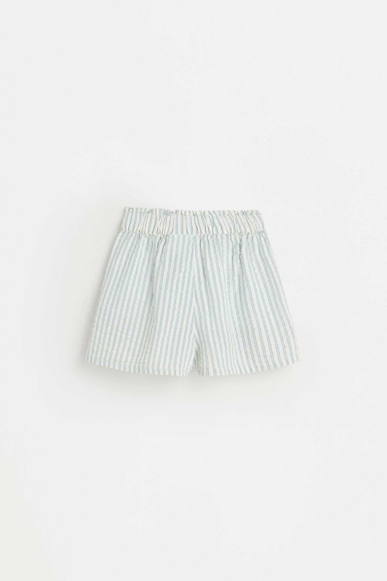 Striped seersucker shorts — PALE SKY BLUE