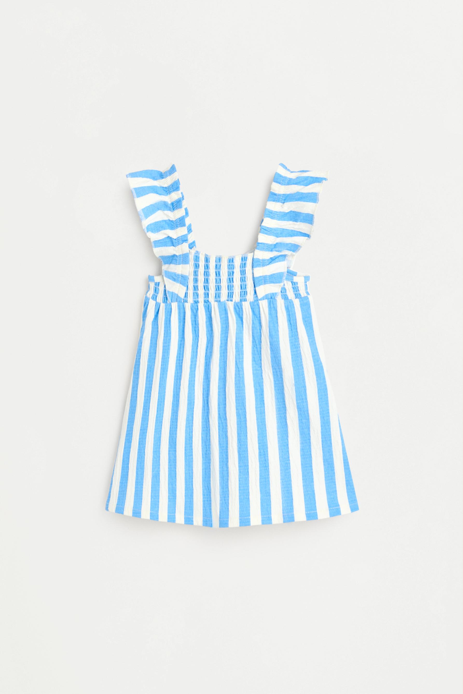Striped dress with ruffles — ECRU