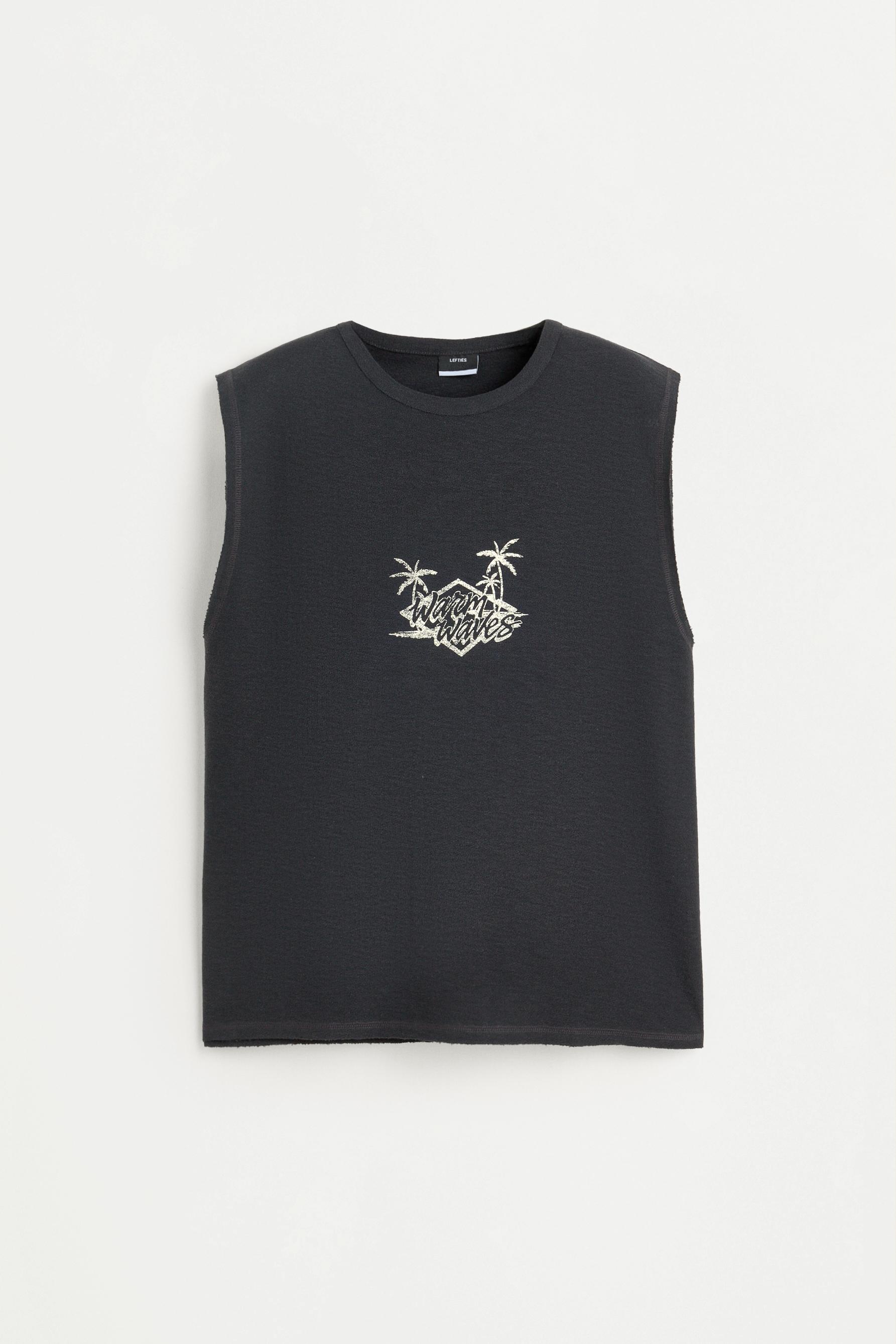 Printed sleeveless T-shirt — PALE GREY