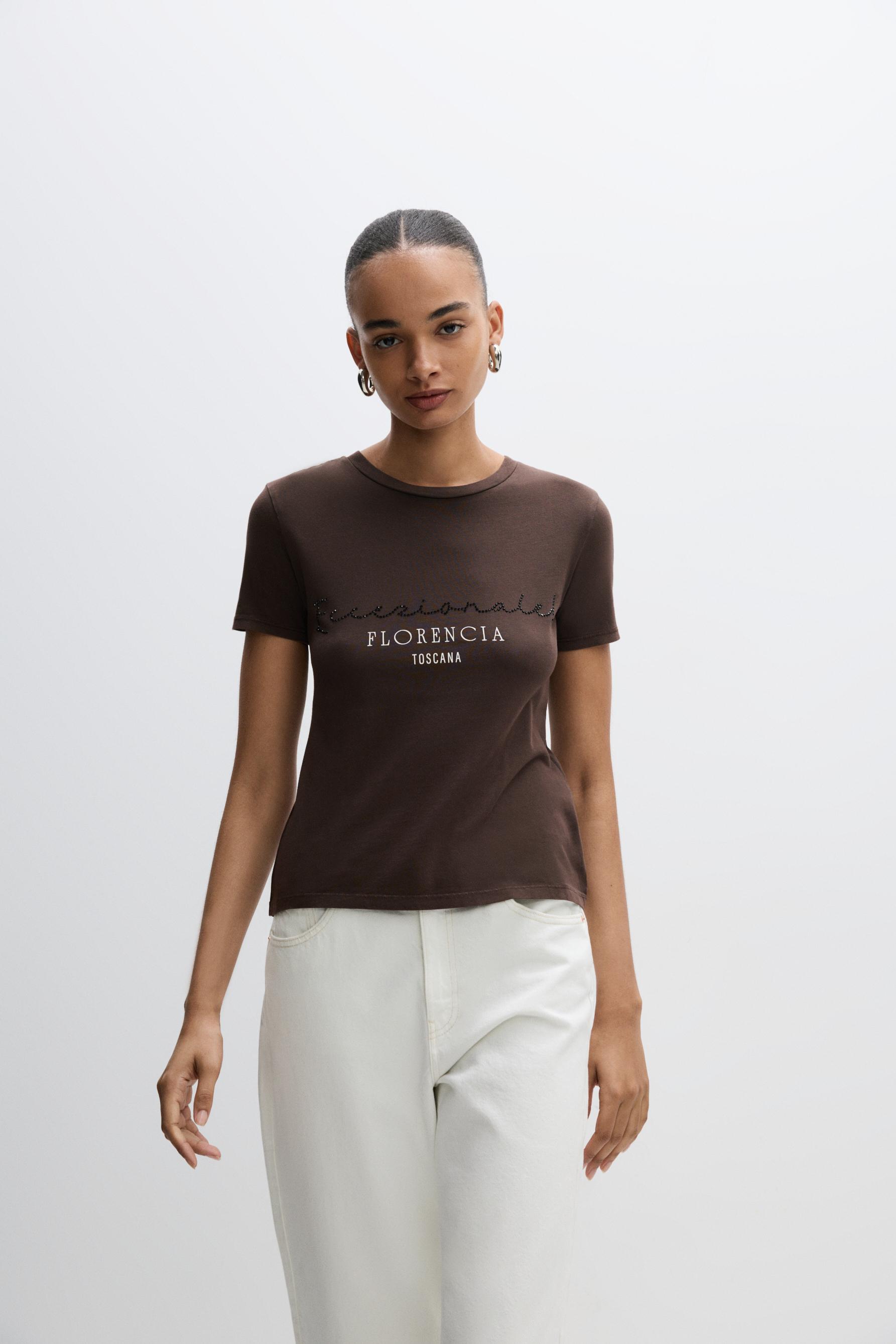 Camiseta strass efecto lavado