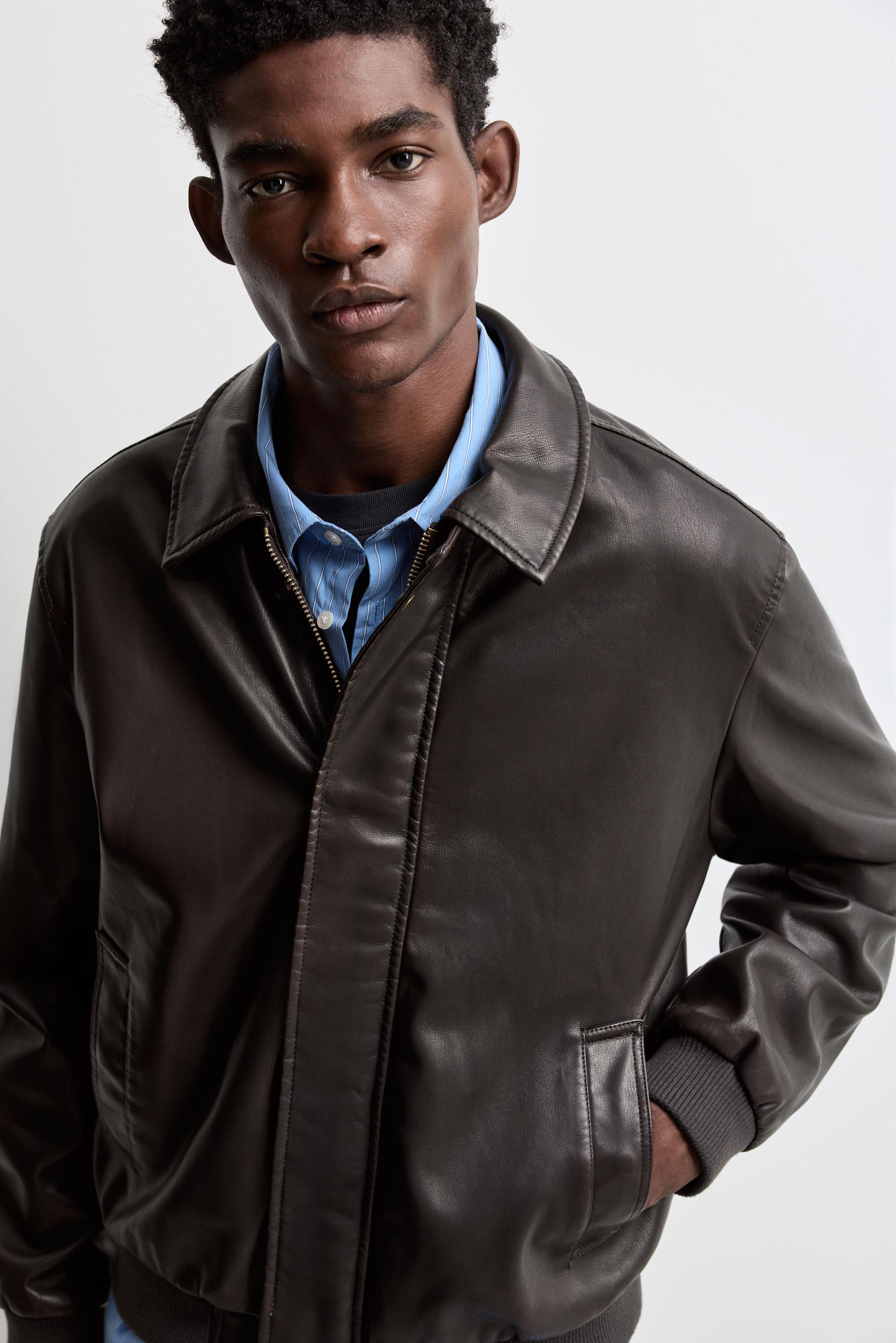 Leather effect jacket — BROWN