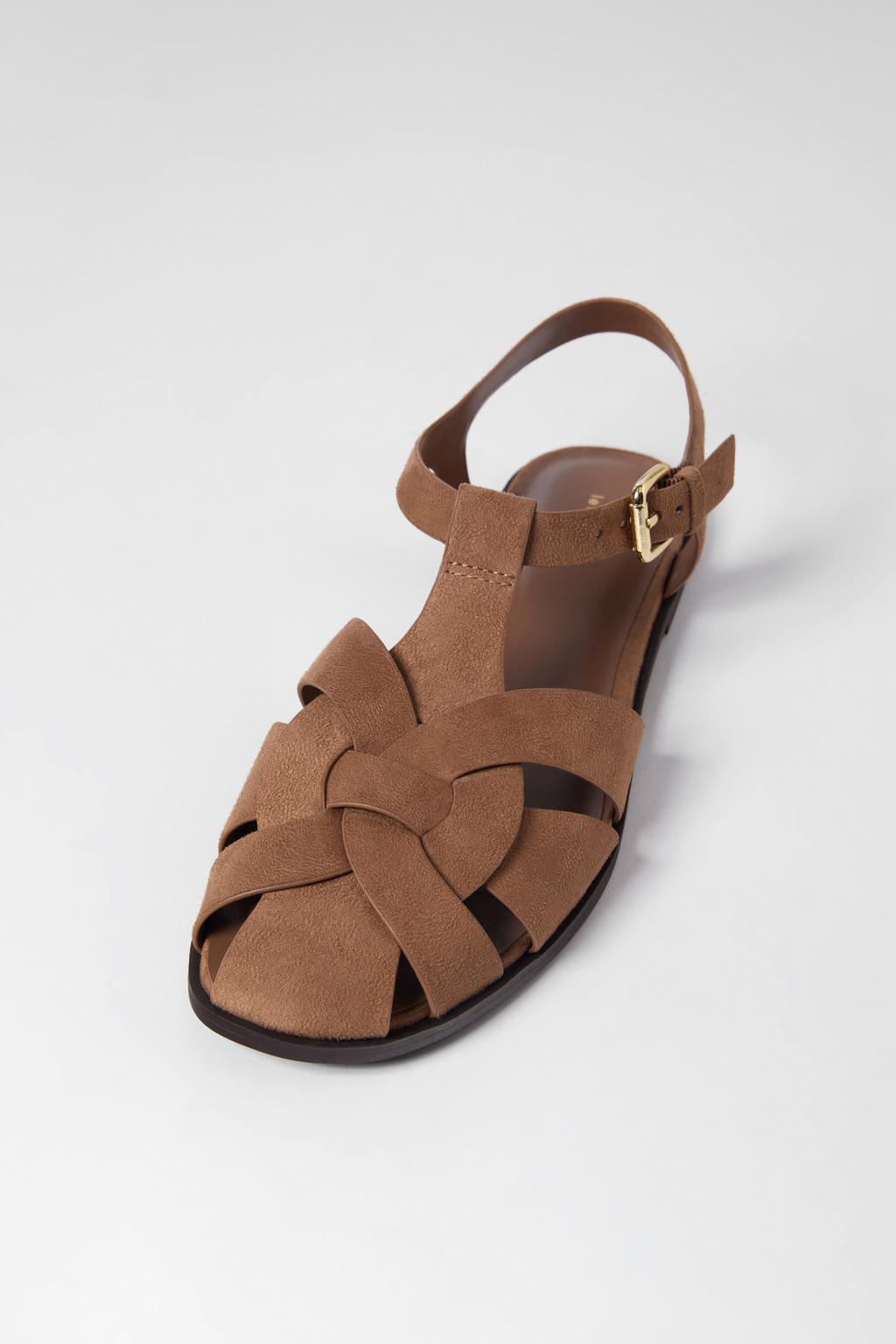 Flat strappy cage sandals