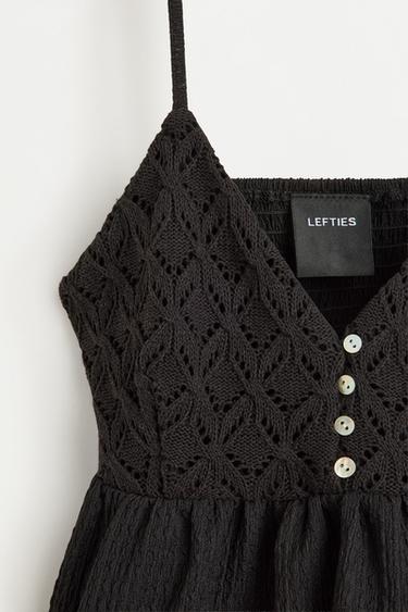 Crochet-effect top — BLACK 7
