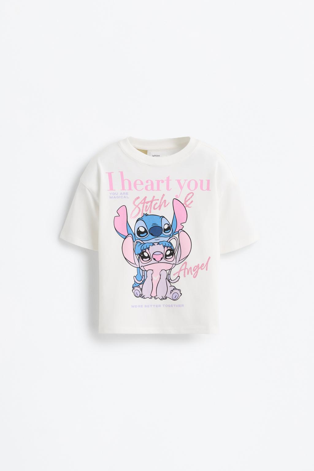 Camiseta Stitch y Ángel ©Disney purpurina
