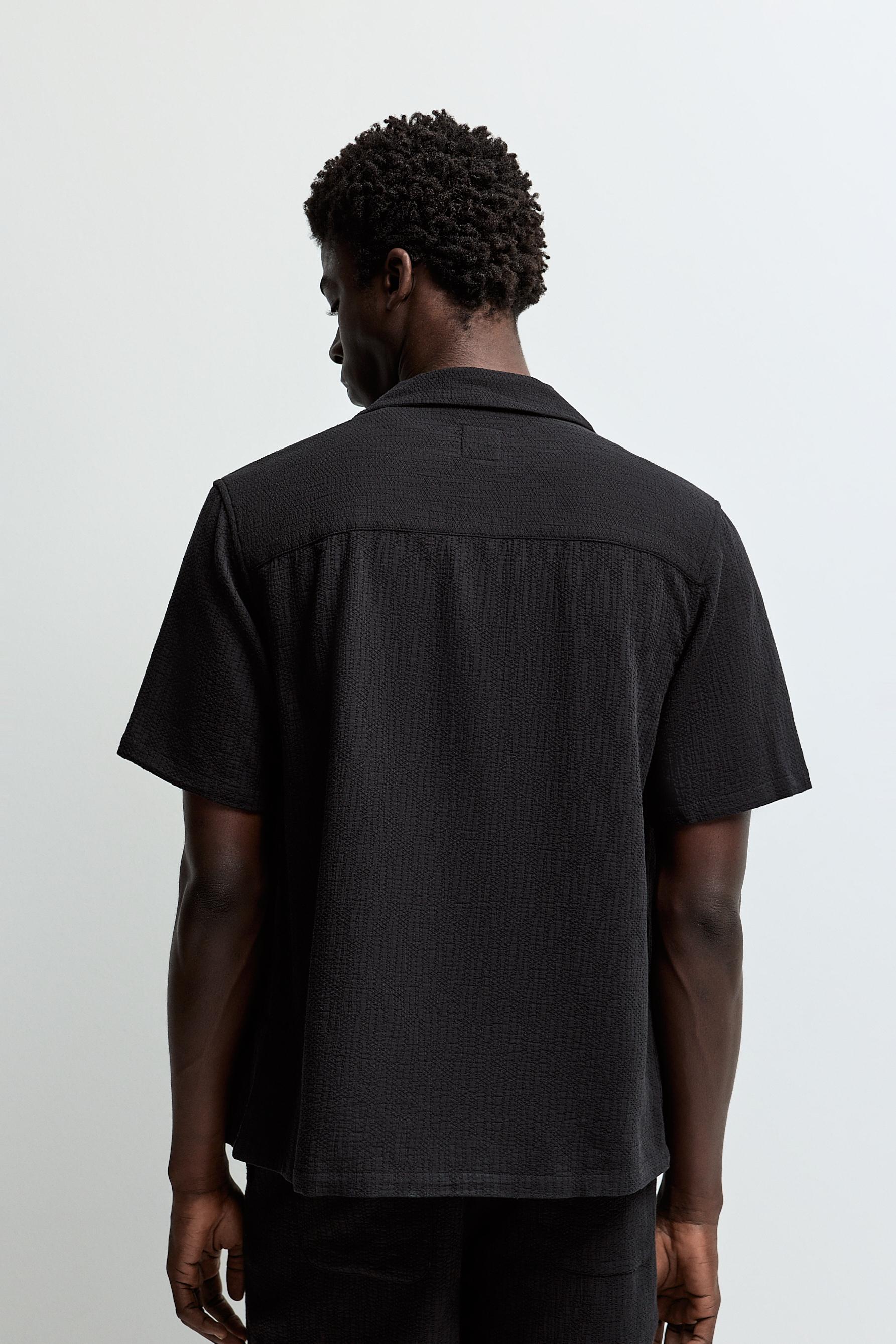 Relaxed fit jacquard shirt — BLACK