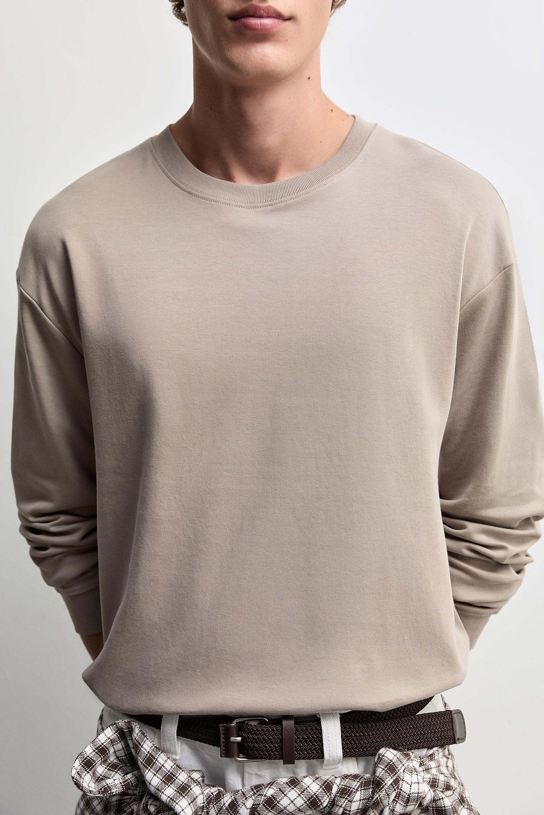 Long sleeve interlock T-shirt — TAUPE BROWN