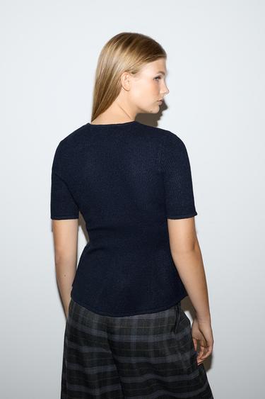 Ribbed peplum sweater — NAVY 4