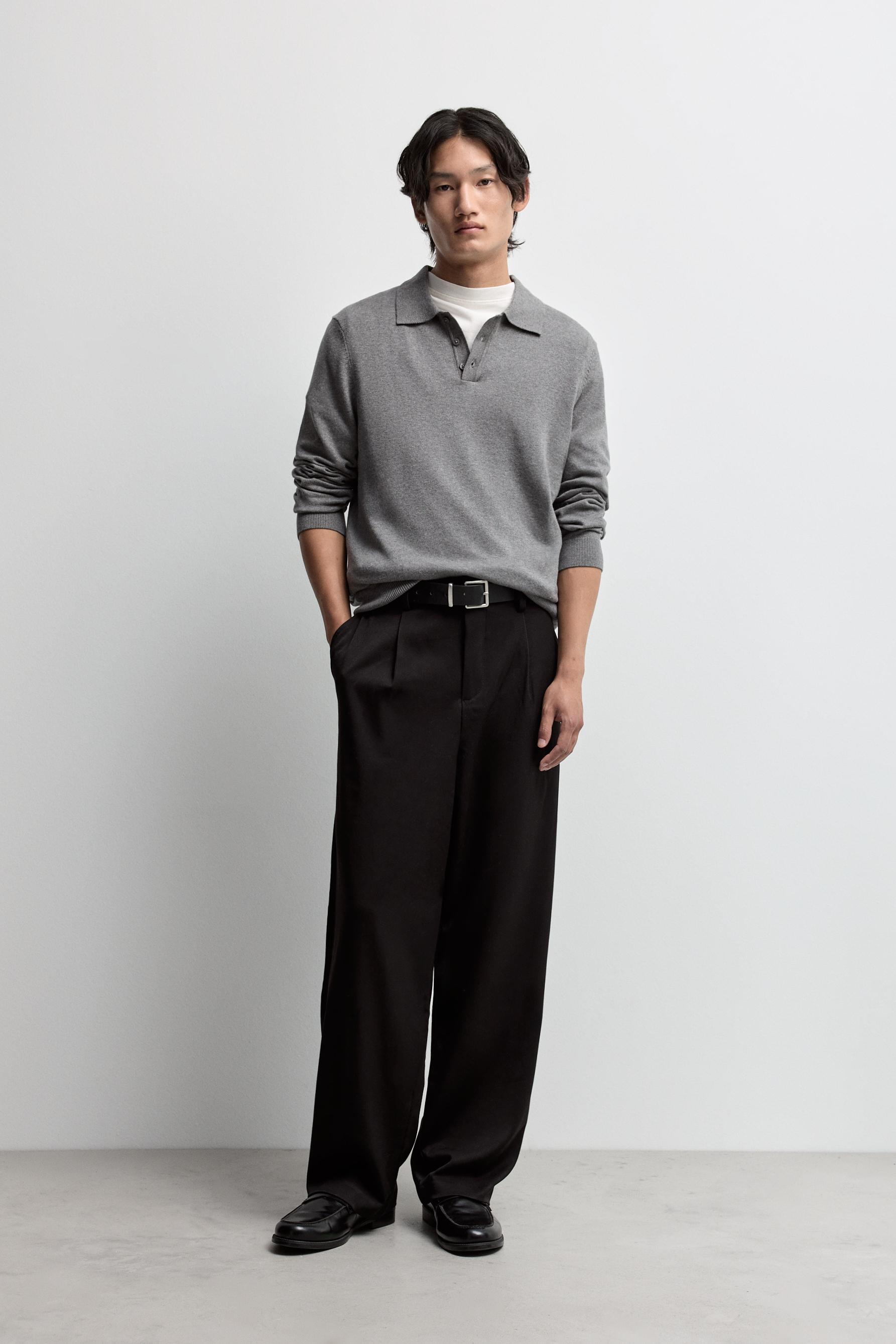 Wide-leg tailored trousers — BLACK