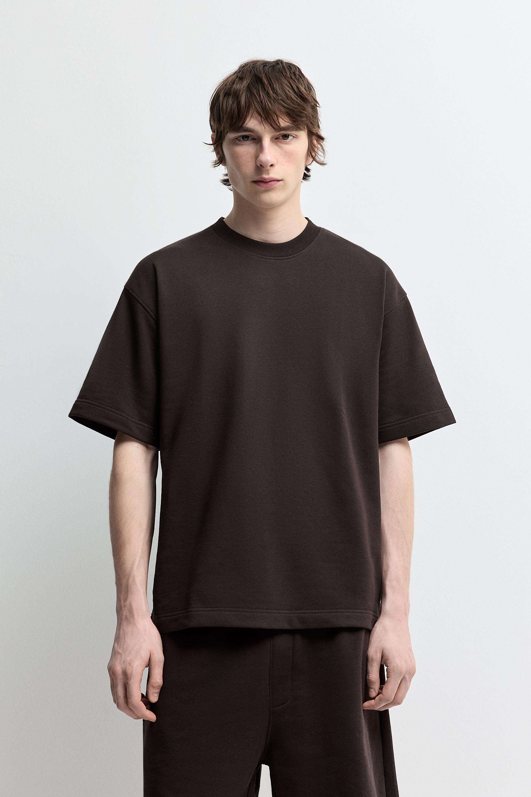 Short sleeve sweatshirt — DARK BROWN