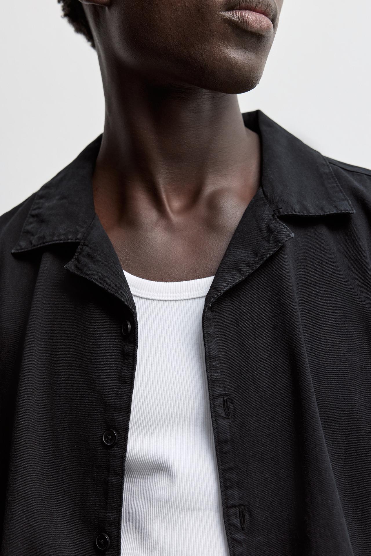 Denim resort shirt — BLACK