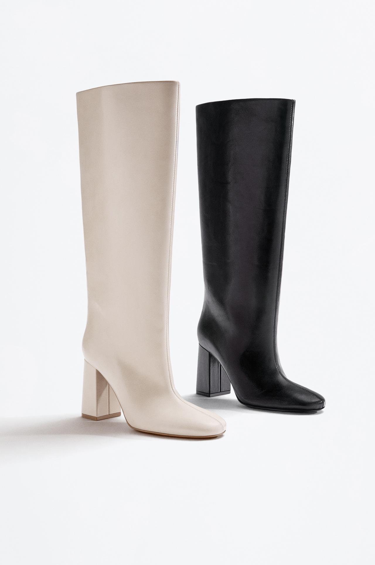 Knee-high heeled boots — BLACK