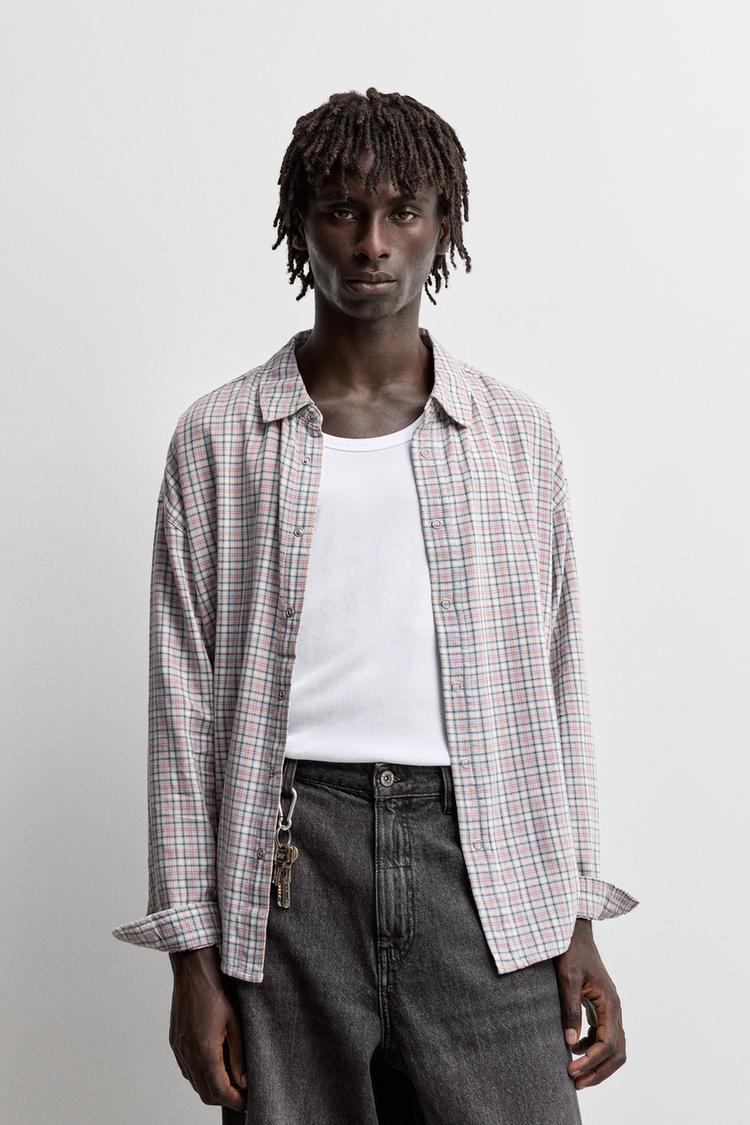 Plaid denim shirt — PALE SKY BLUE