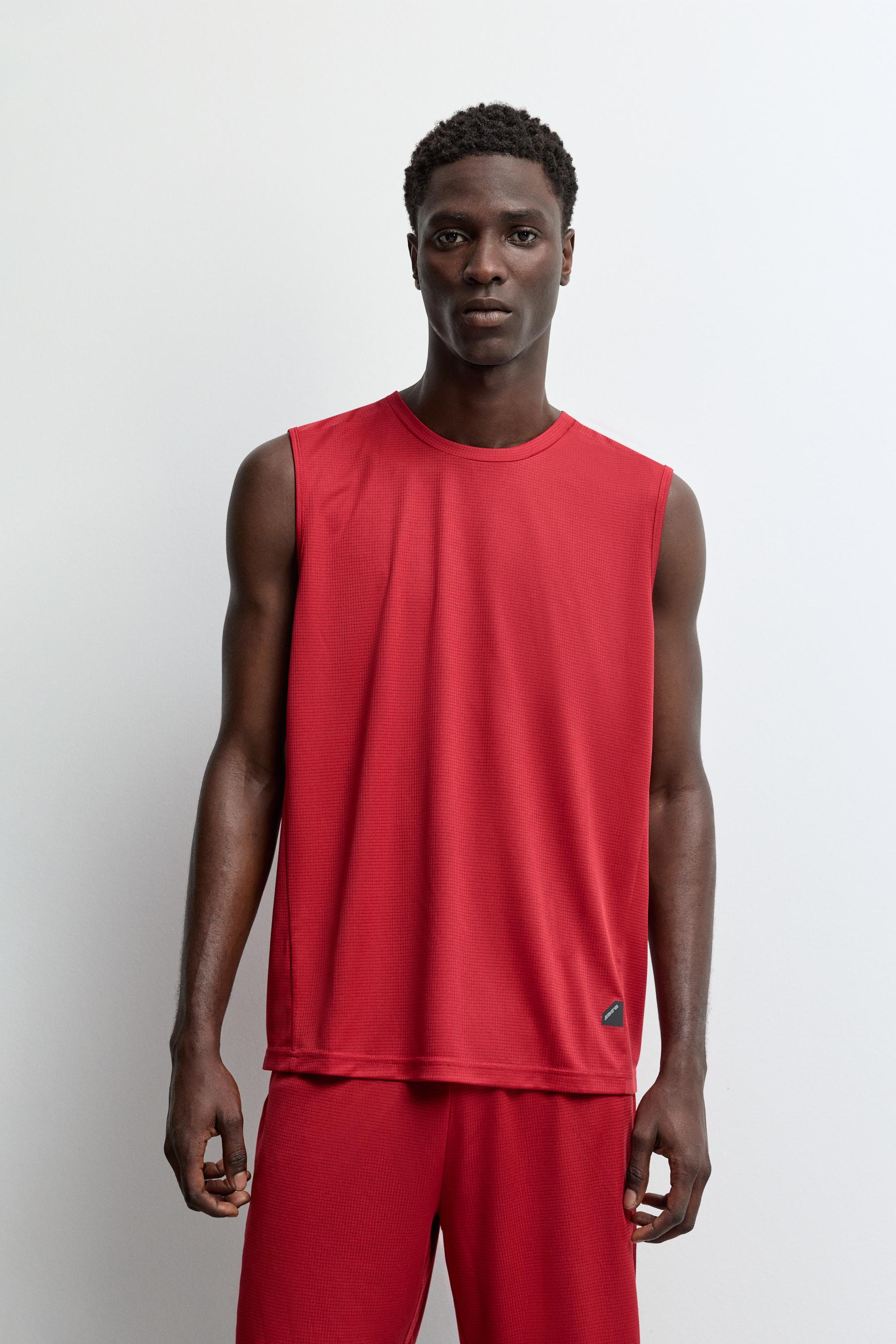 Sleeveless sports T-shirt — RED