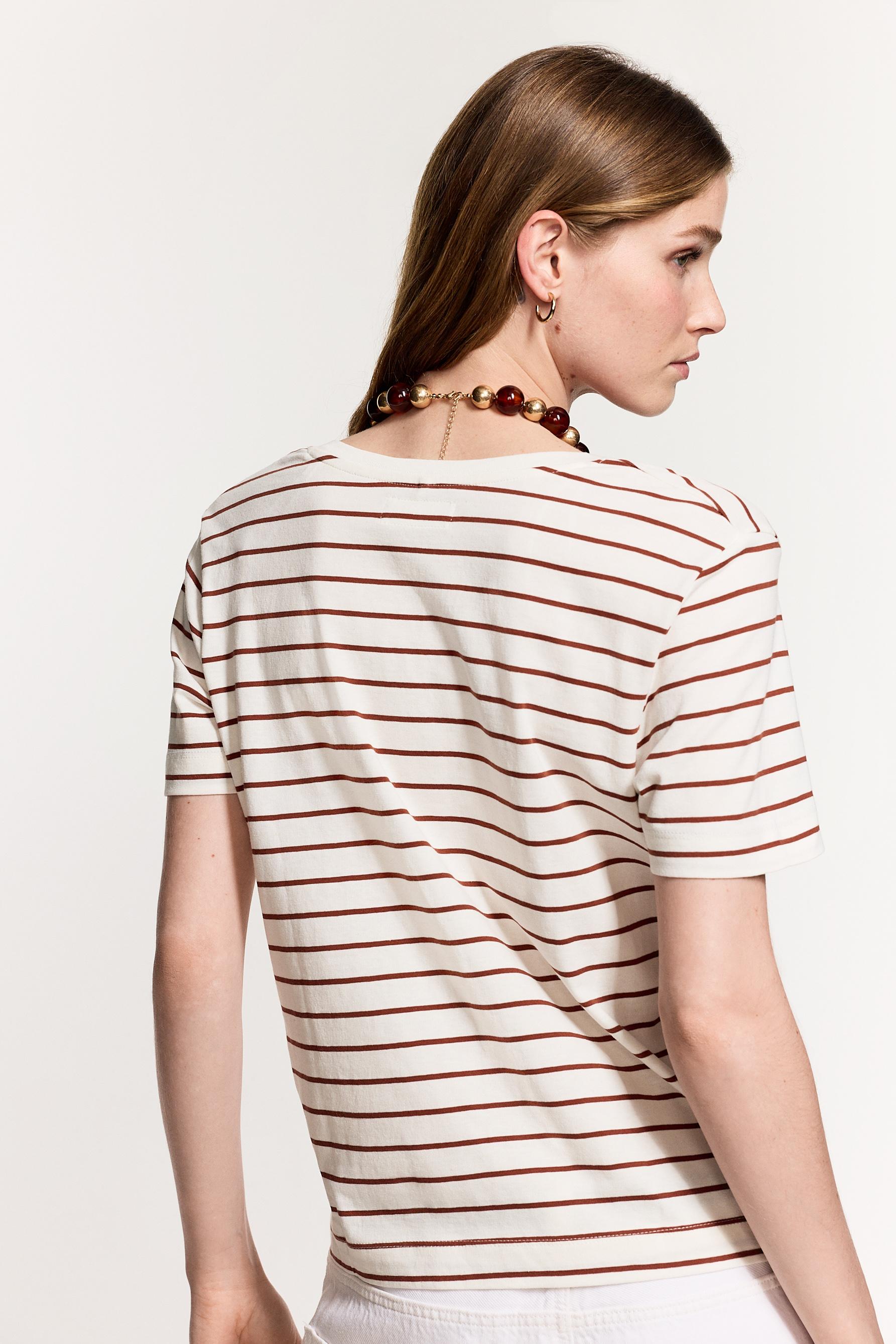 Basic V-neck T-shirt — STRIPED