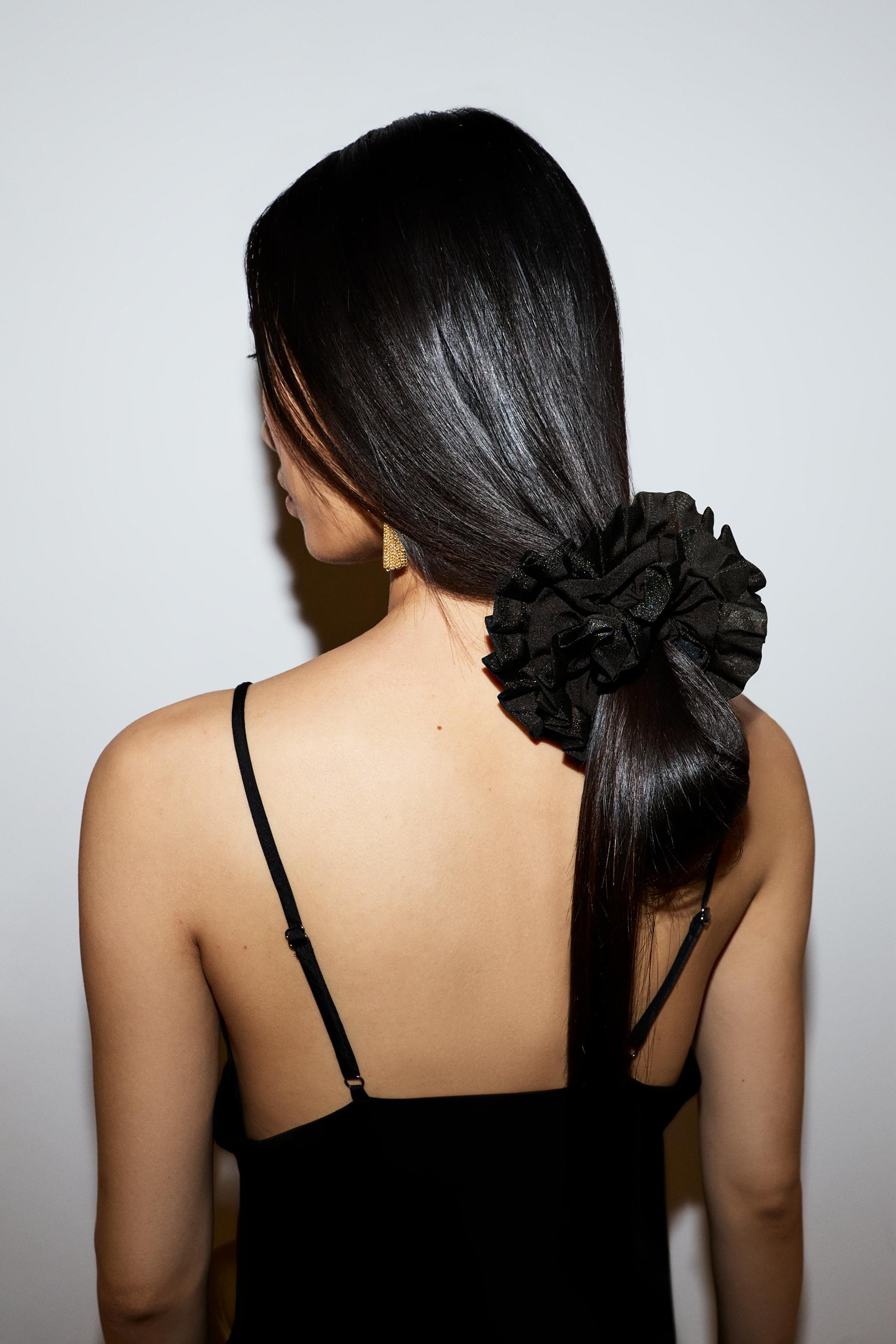 XL Flower Scrunchie — BLACK