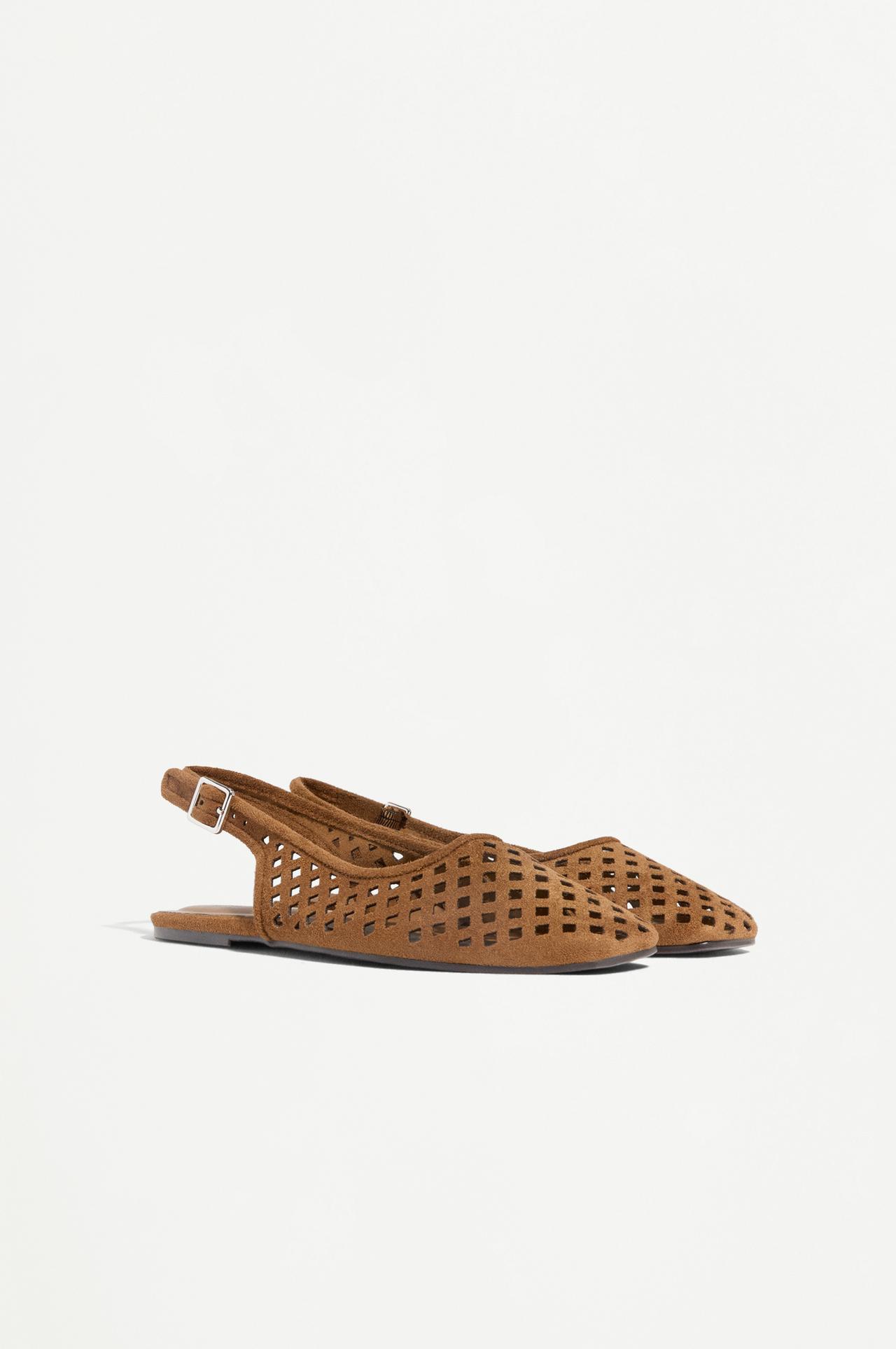 Openwork slingback flats — LEATHER
