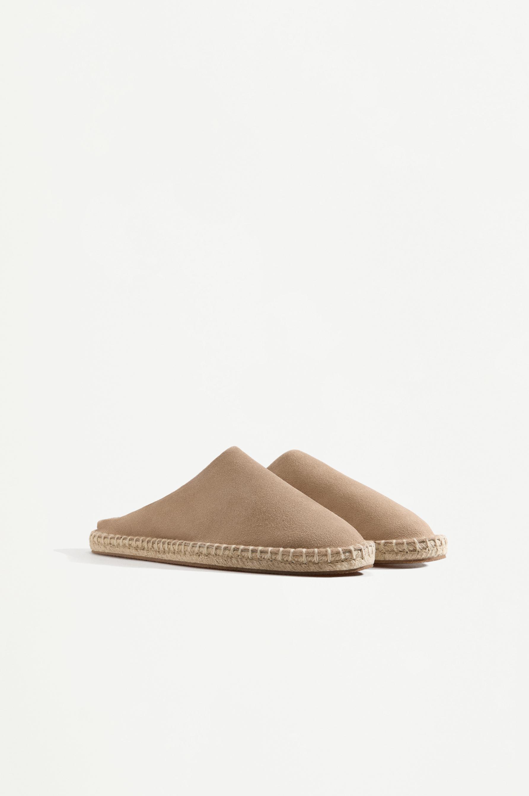 Jute-effect leather clogs — BEIGE
