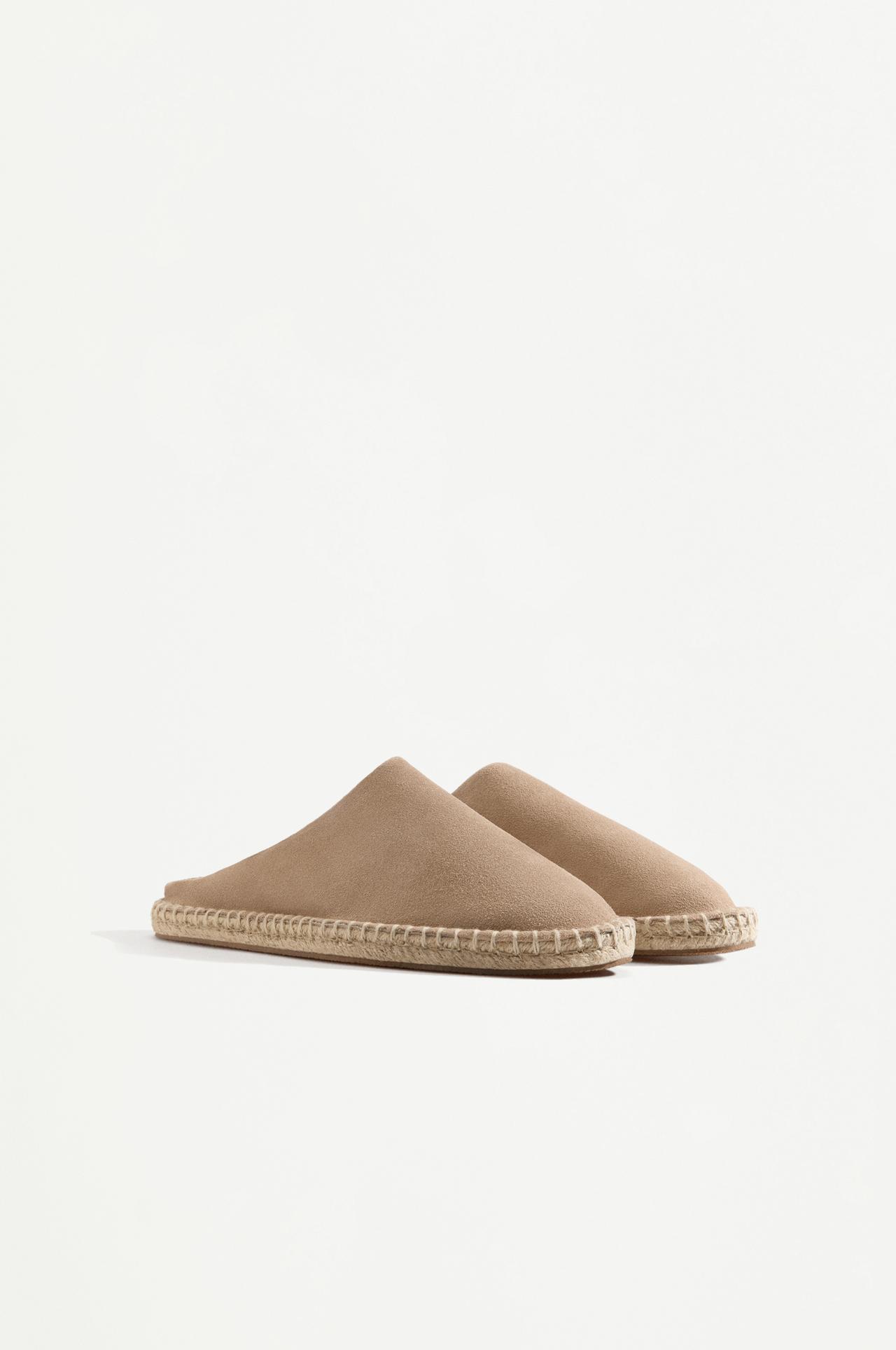 Jute-effect leather clogs — BEIGE