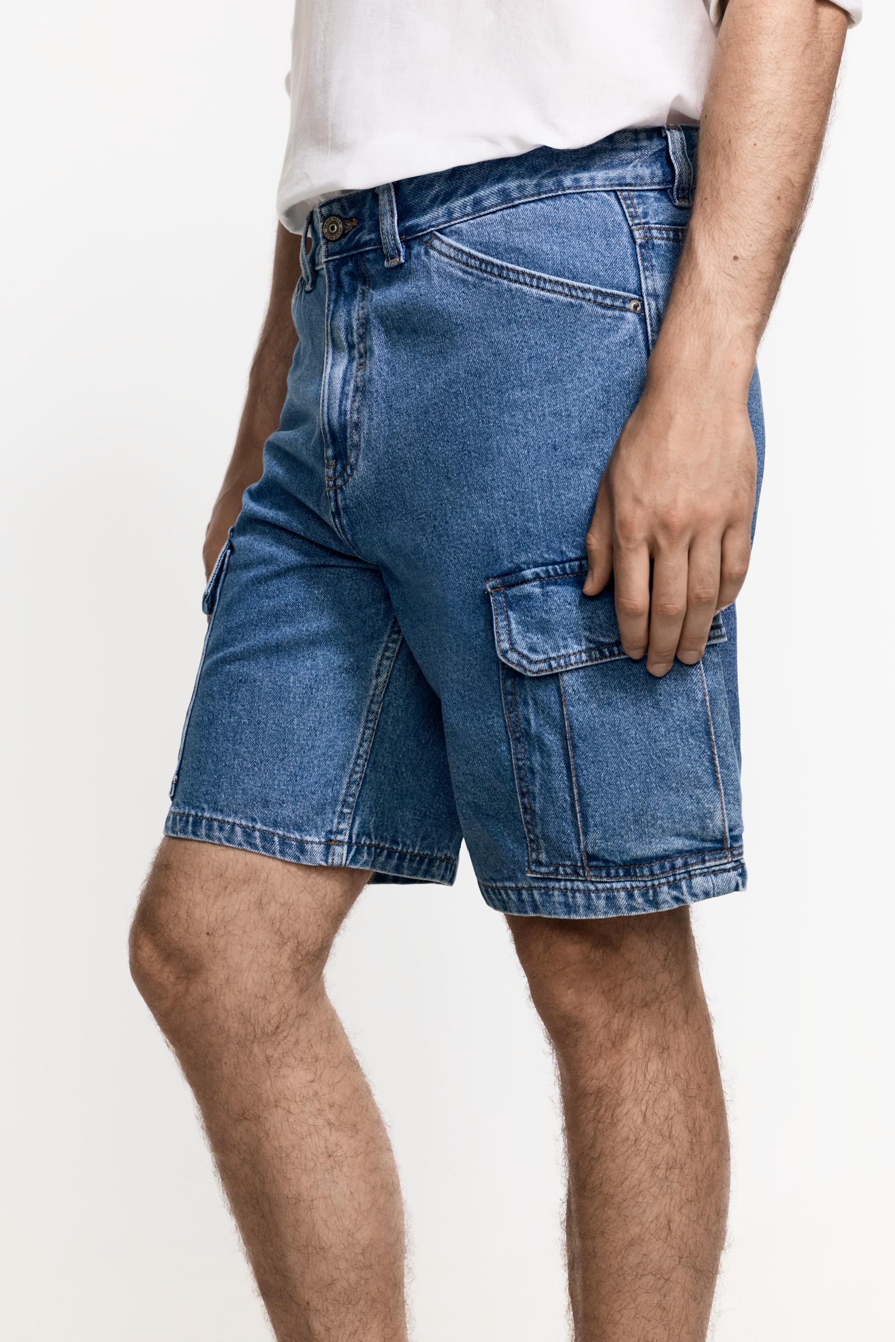 Denim cargo Bermuda shorts — INDIGO