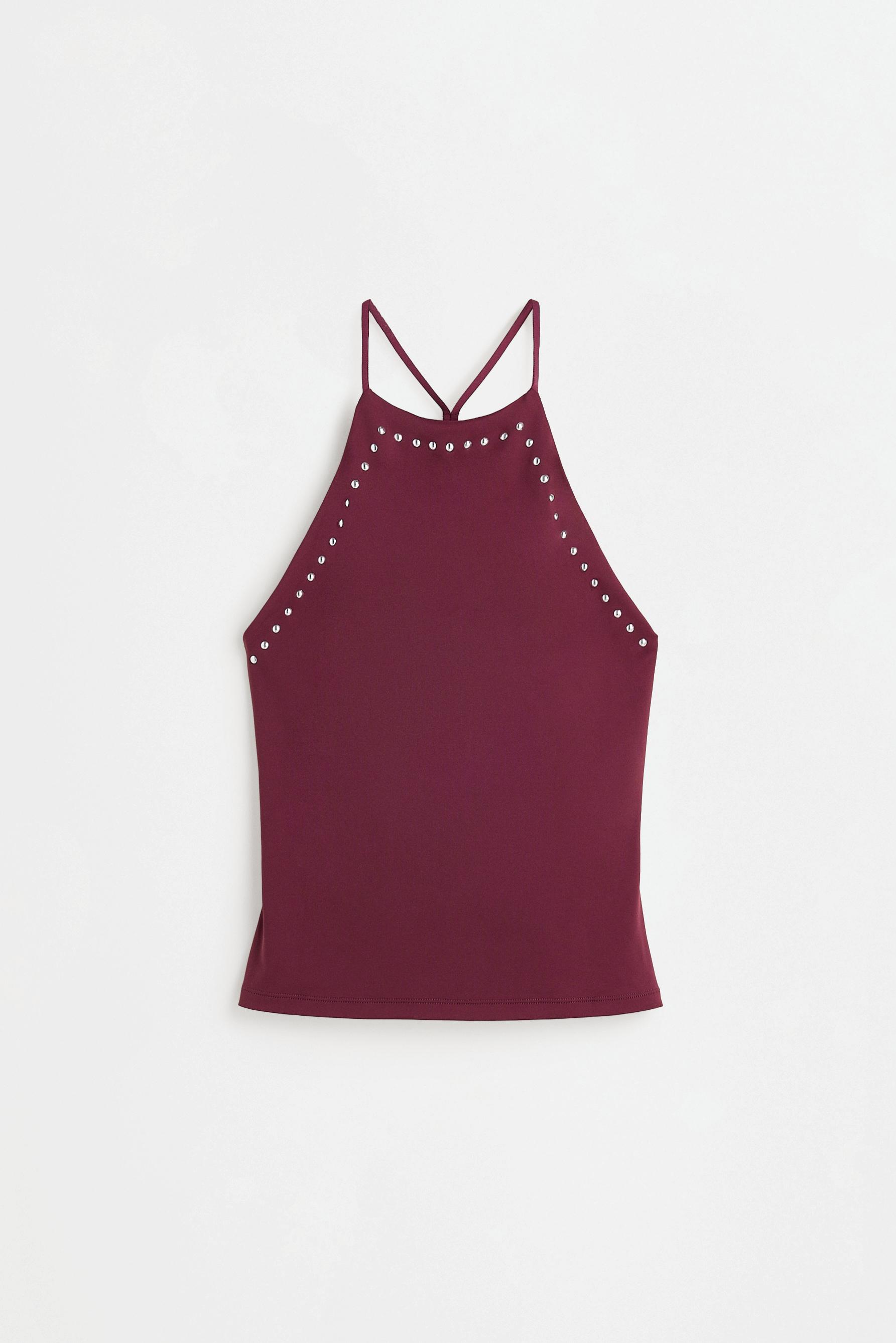 Studded draped halter top — PINK