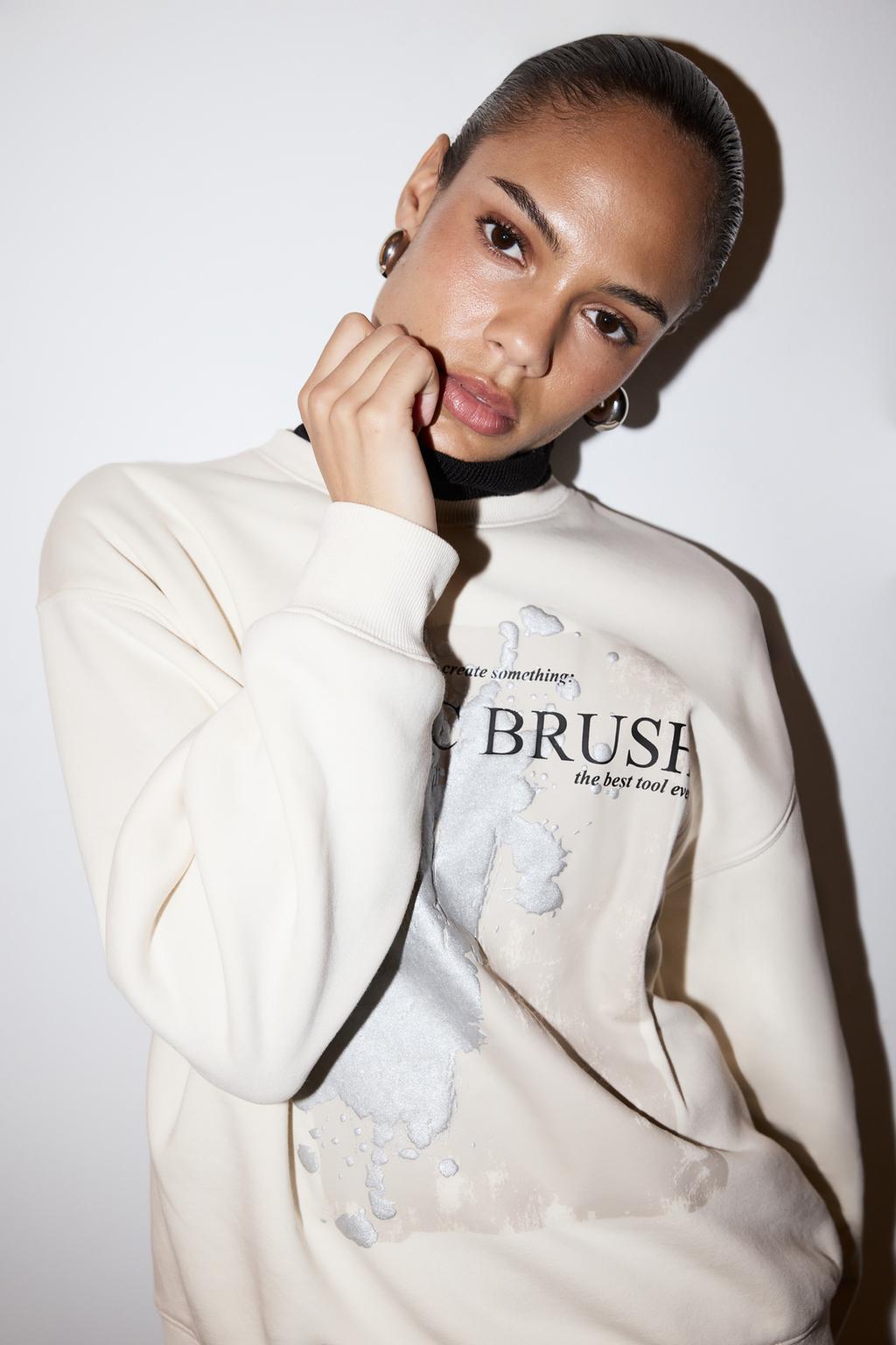 Metallic embossed print sweatshirt