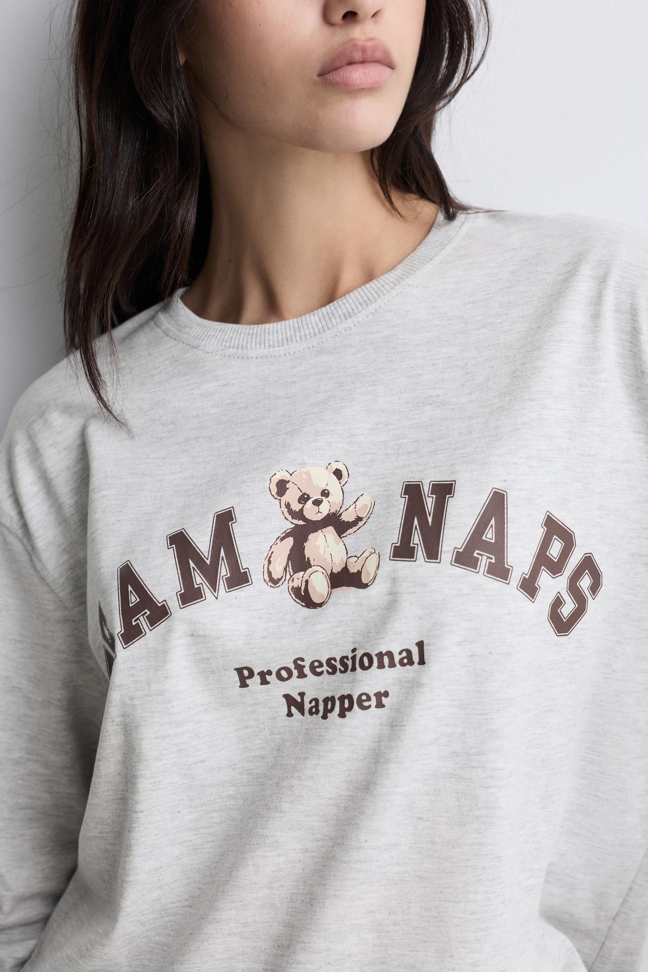 Long printed pyjamas — GREY/BLUE